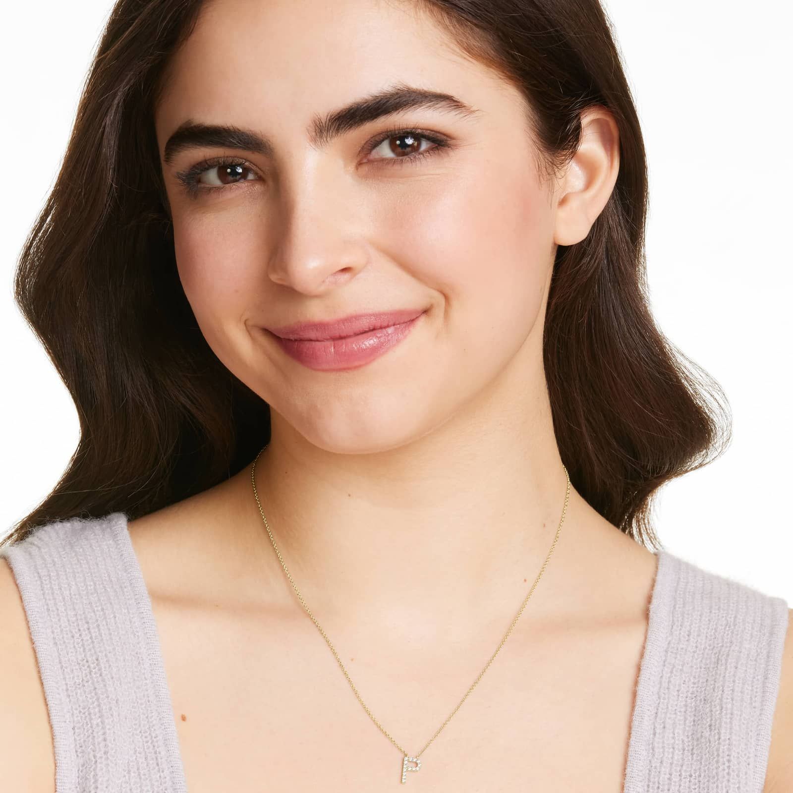 P Initial Lab-Grown Diamond Necklace In 14K Yellow Gold