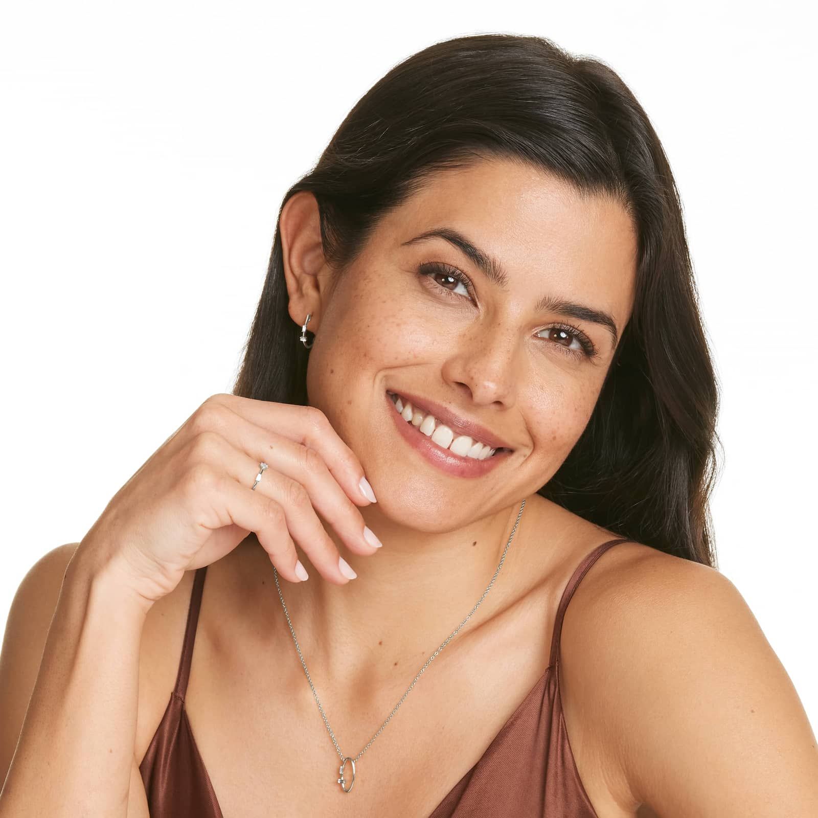 Beaming Baguette Oval Necklace With Baguette Cut Diamonds In 14K White Gold