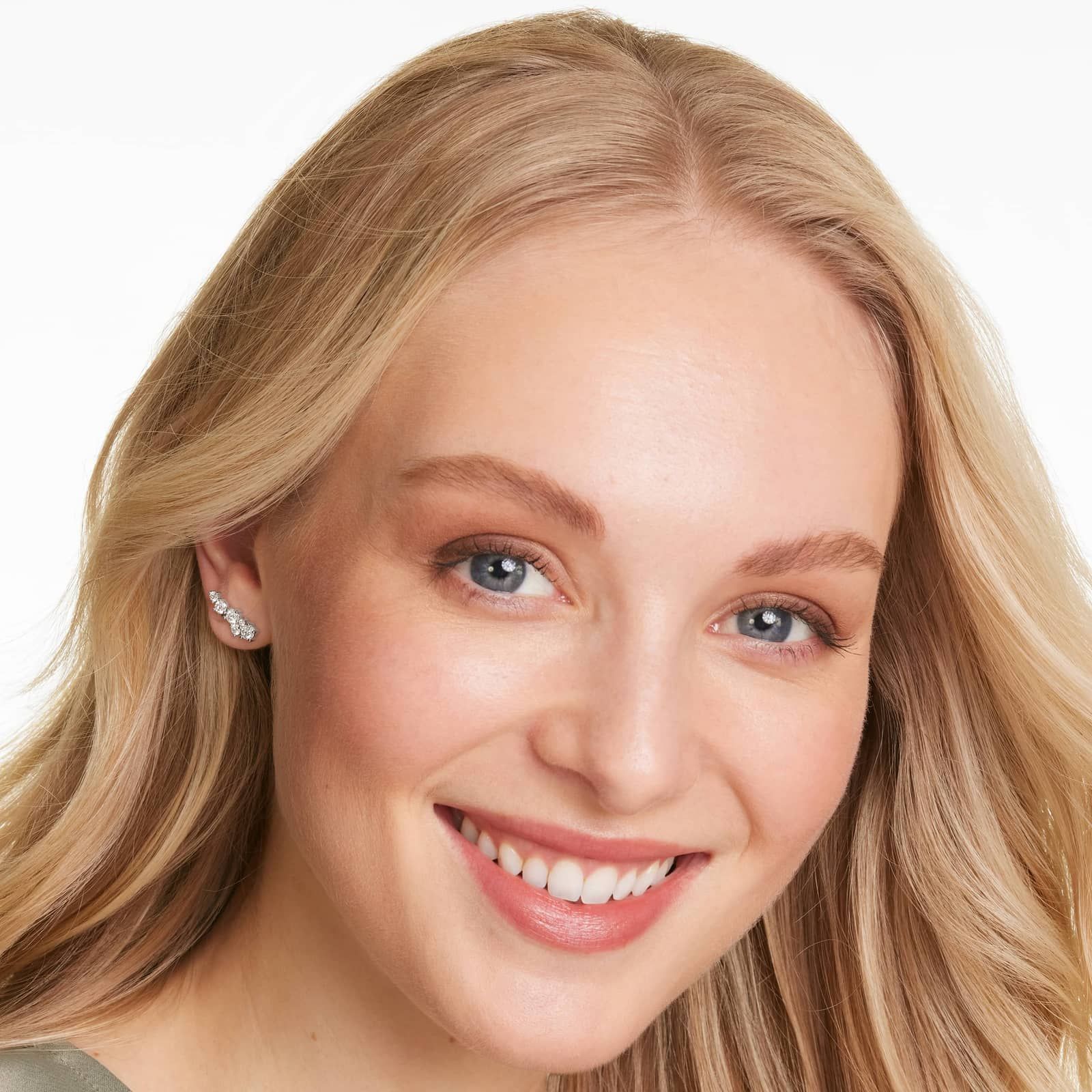 Cosmos Lab-Grown Diamond Climber Earrings In 14K White Gold