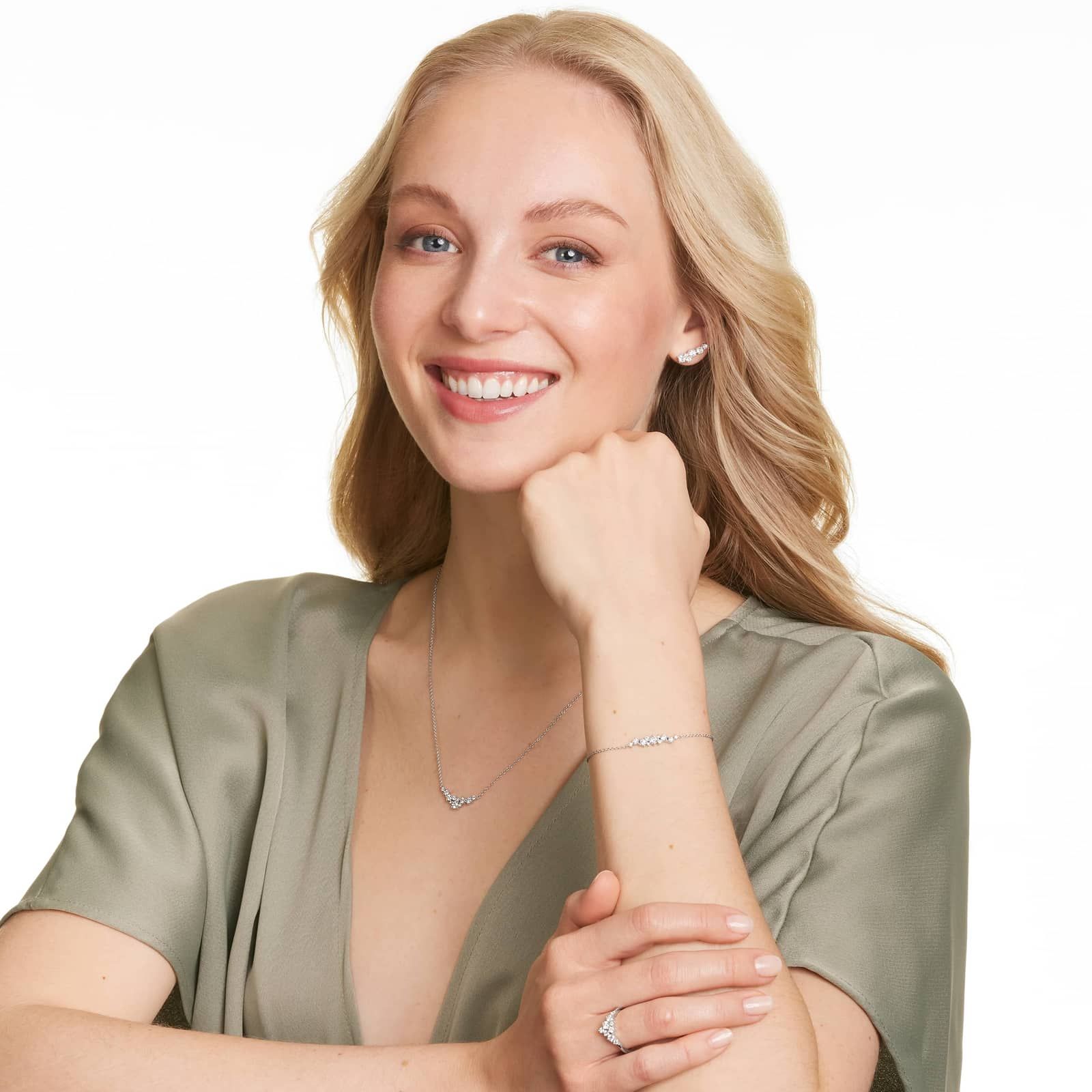 Cosmos Lab-Grown Diamond Climber Earrings In 14K White Gold