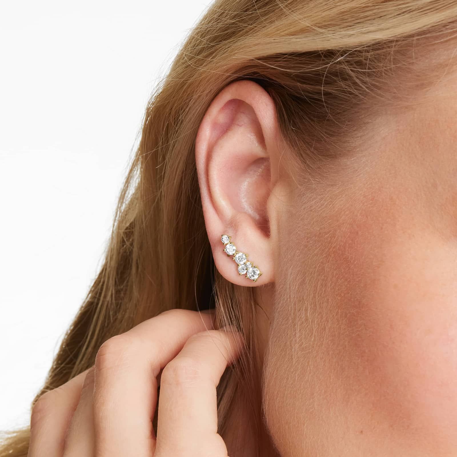 Cosmos Lab-Grown Diamond Climber Earrings In 14K Yellow Gold