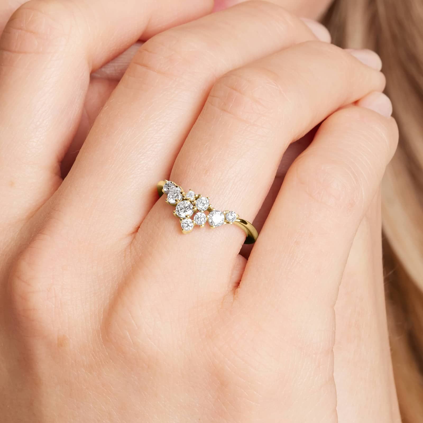 Cosmos Tiara Lab-Grown Diamond Ring In 14K Yellow Gold