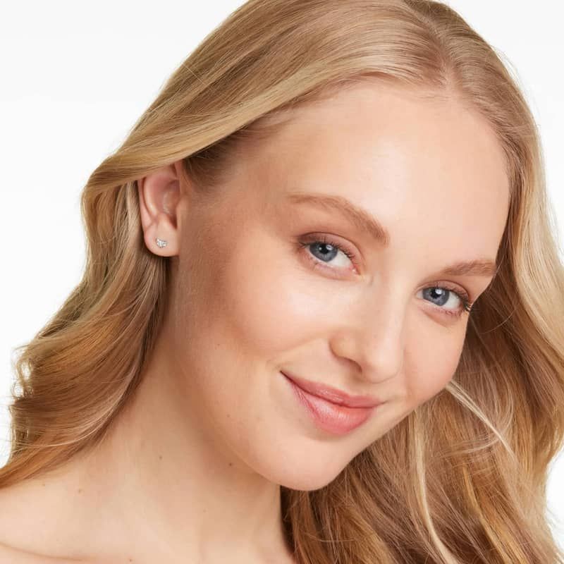 Blooming Leaves Lab-Grown Diamond Stud Earrings In 14K White Gold