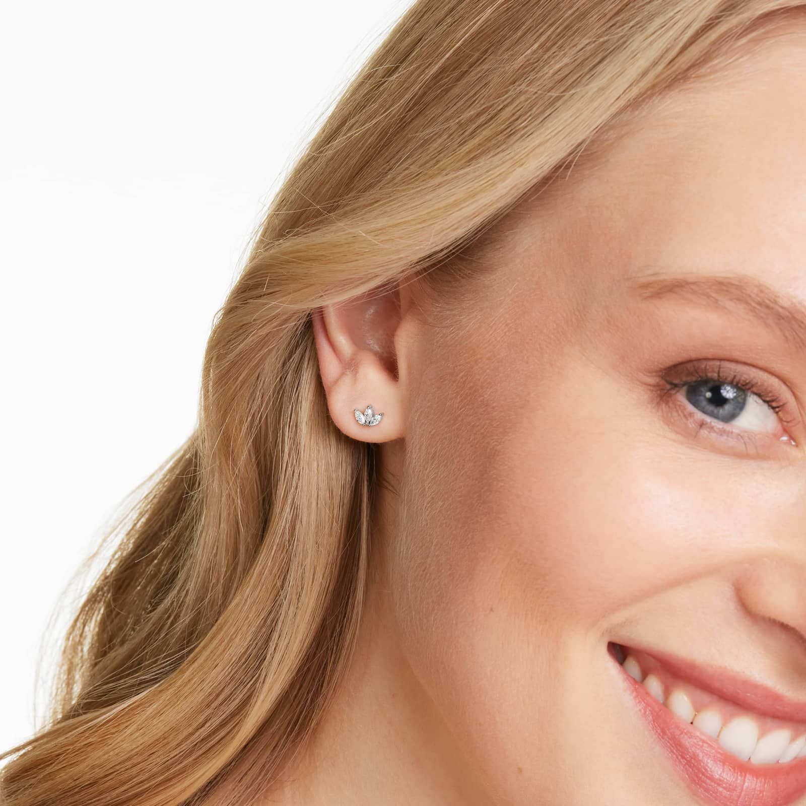 Azalea Lab-Grown Diamond Stud Earrings In 14K White Gold