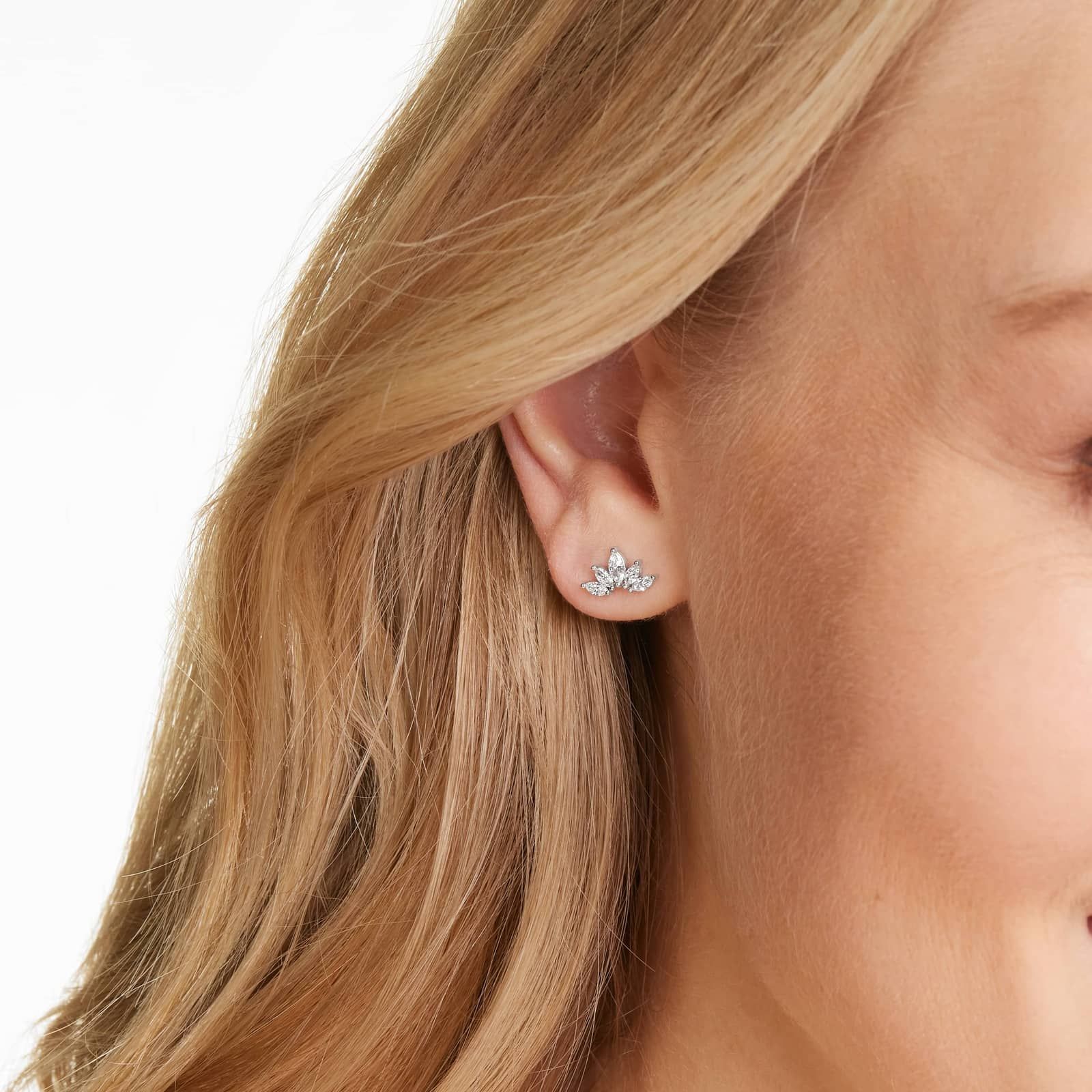 Wildflower Lab-Grown Diamond Stud Earrings In 14K White Gold