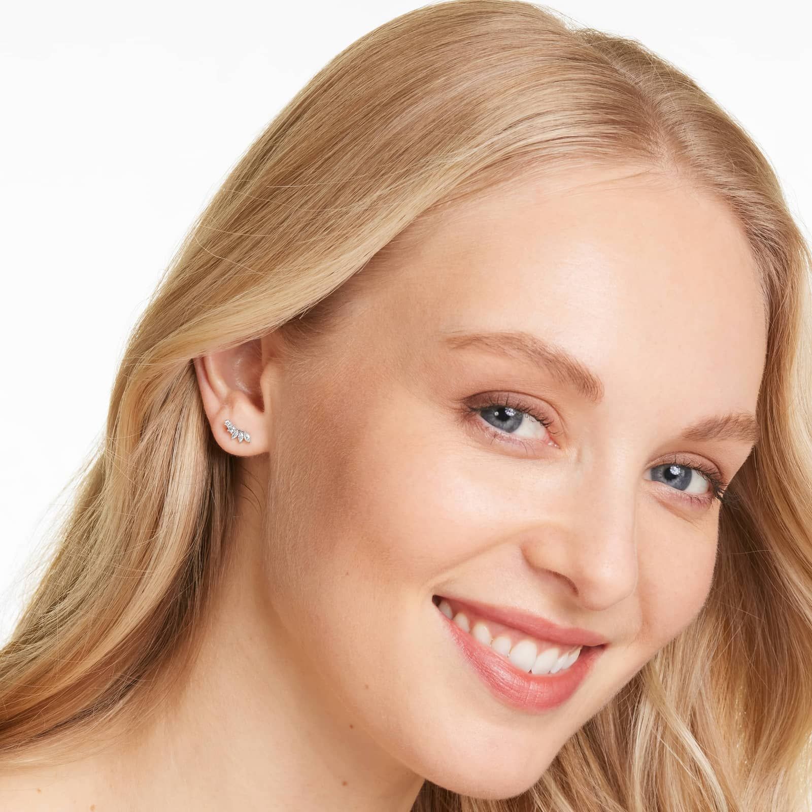 Ivy Diamond Climber Earrings In 14K White Gold