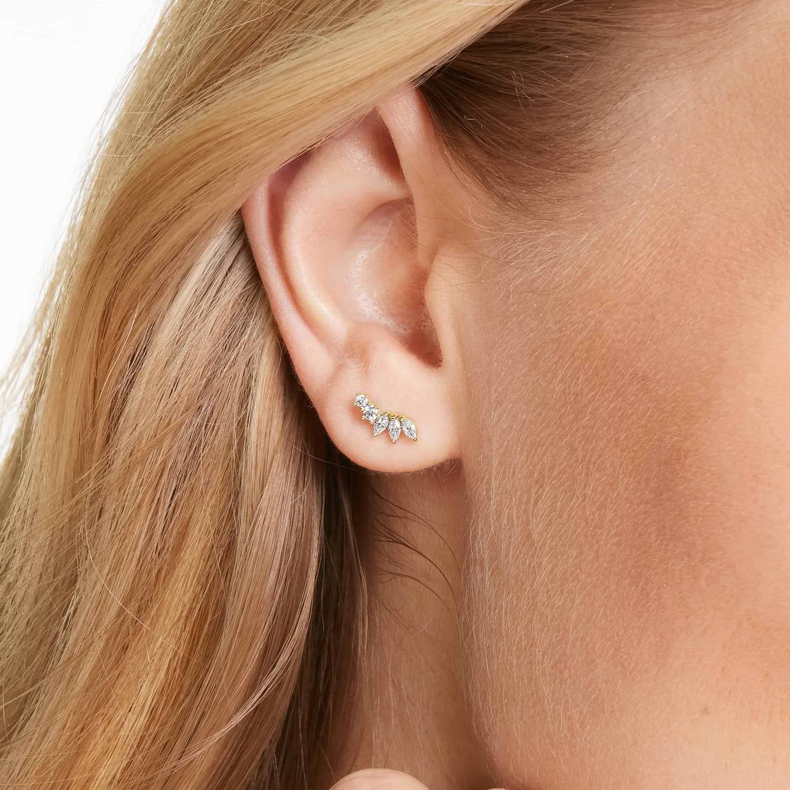 Ivy Lab-Grown Diamond Climber Earrings In 14K Yellow Gold