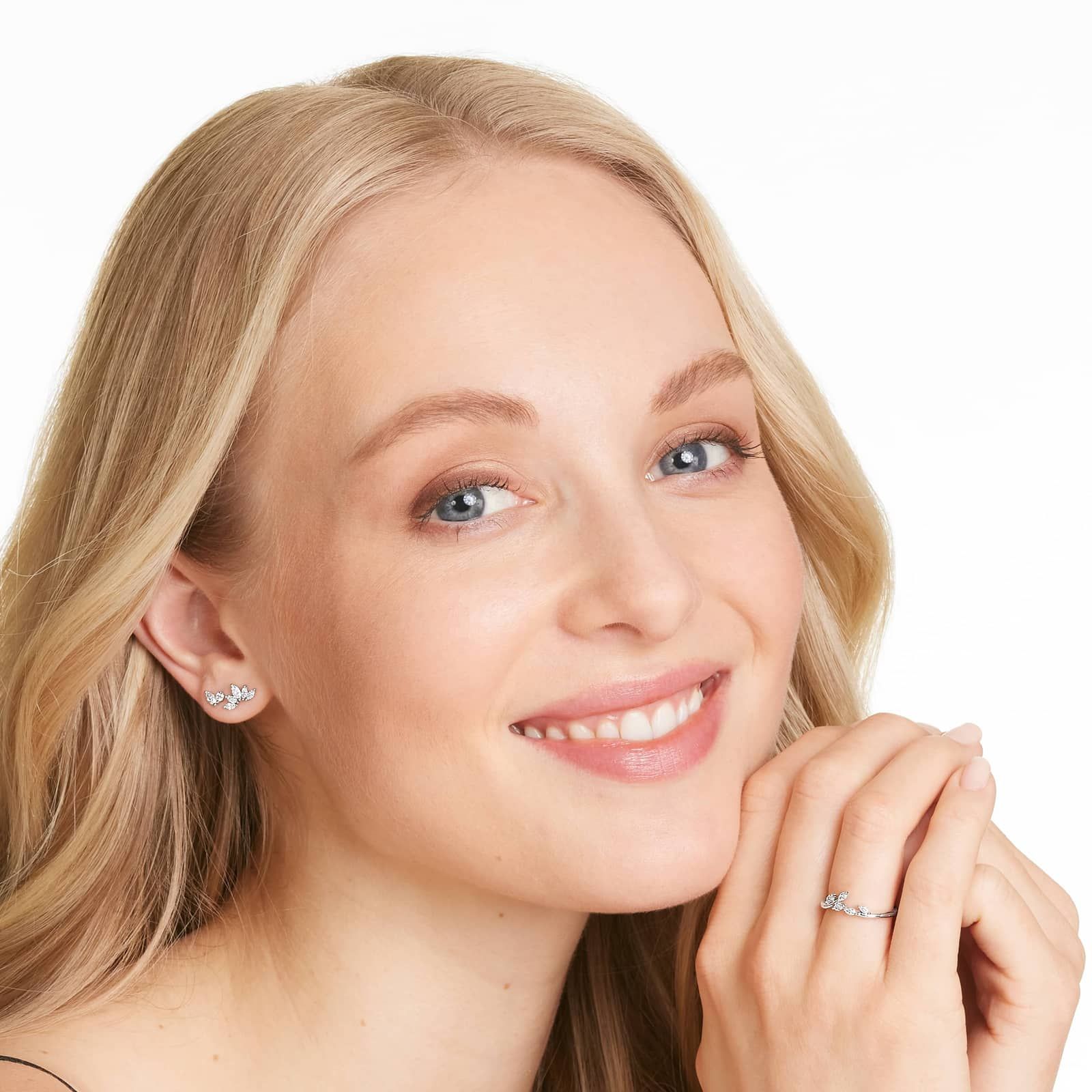 Blooming Leaves Lab-Grown Diamond Ring In 14K White Gold