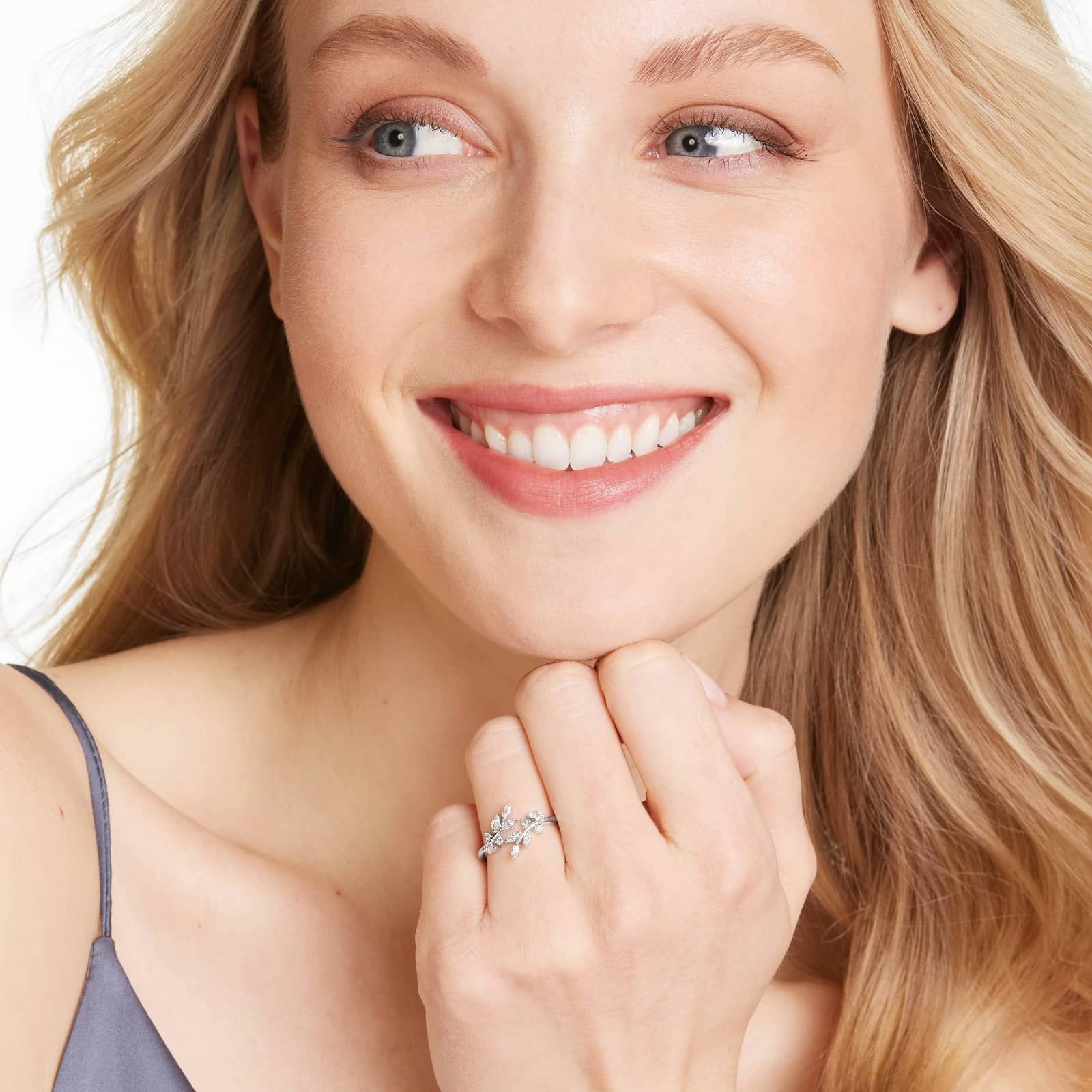 Ivy Bypass Lab-Grown Diamond Ring In 14K White Gold