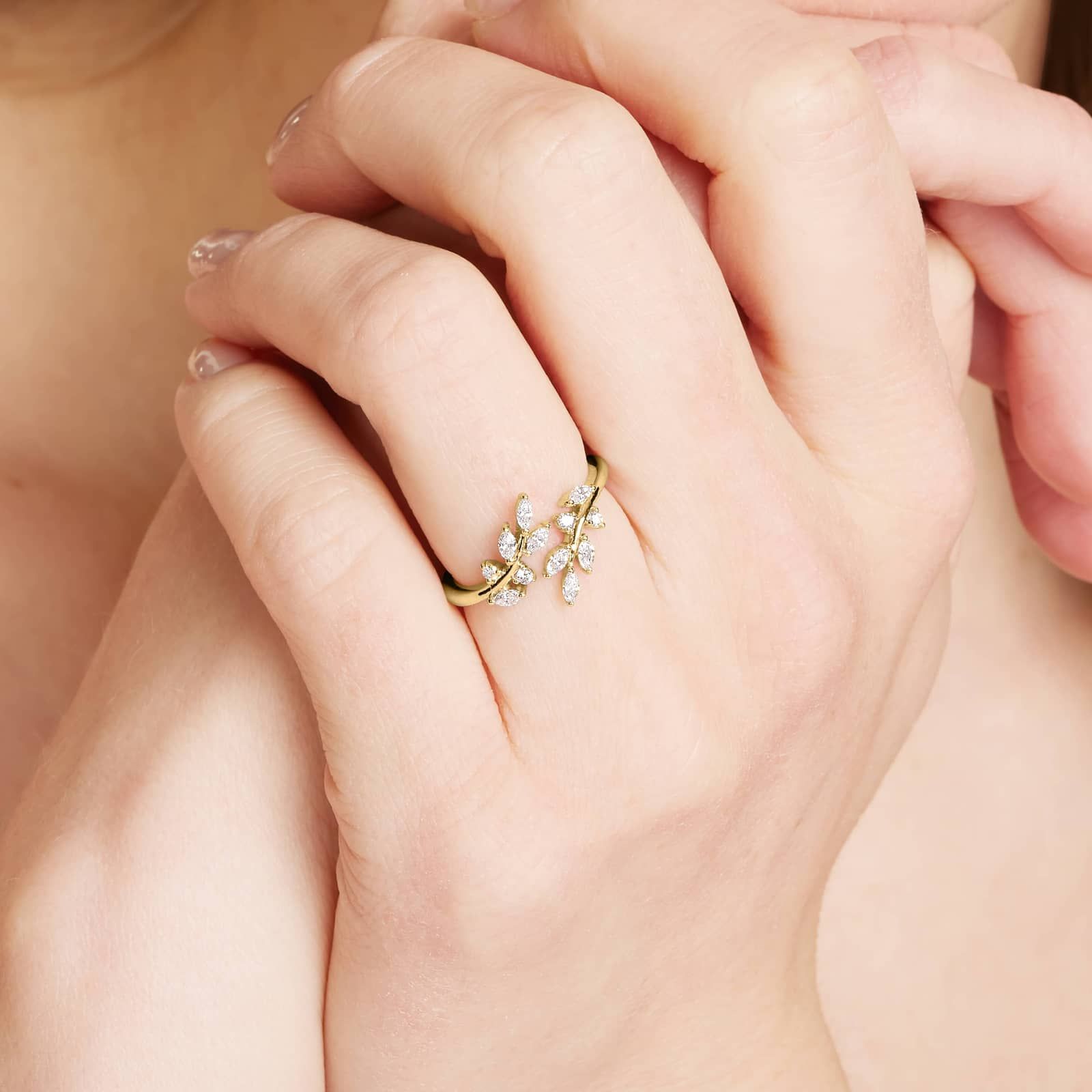 Ivy Bypass Lab-Grown Diamond Ring In 14K Yellow Gold