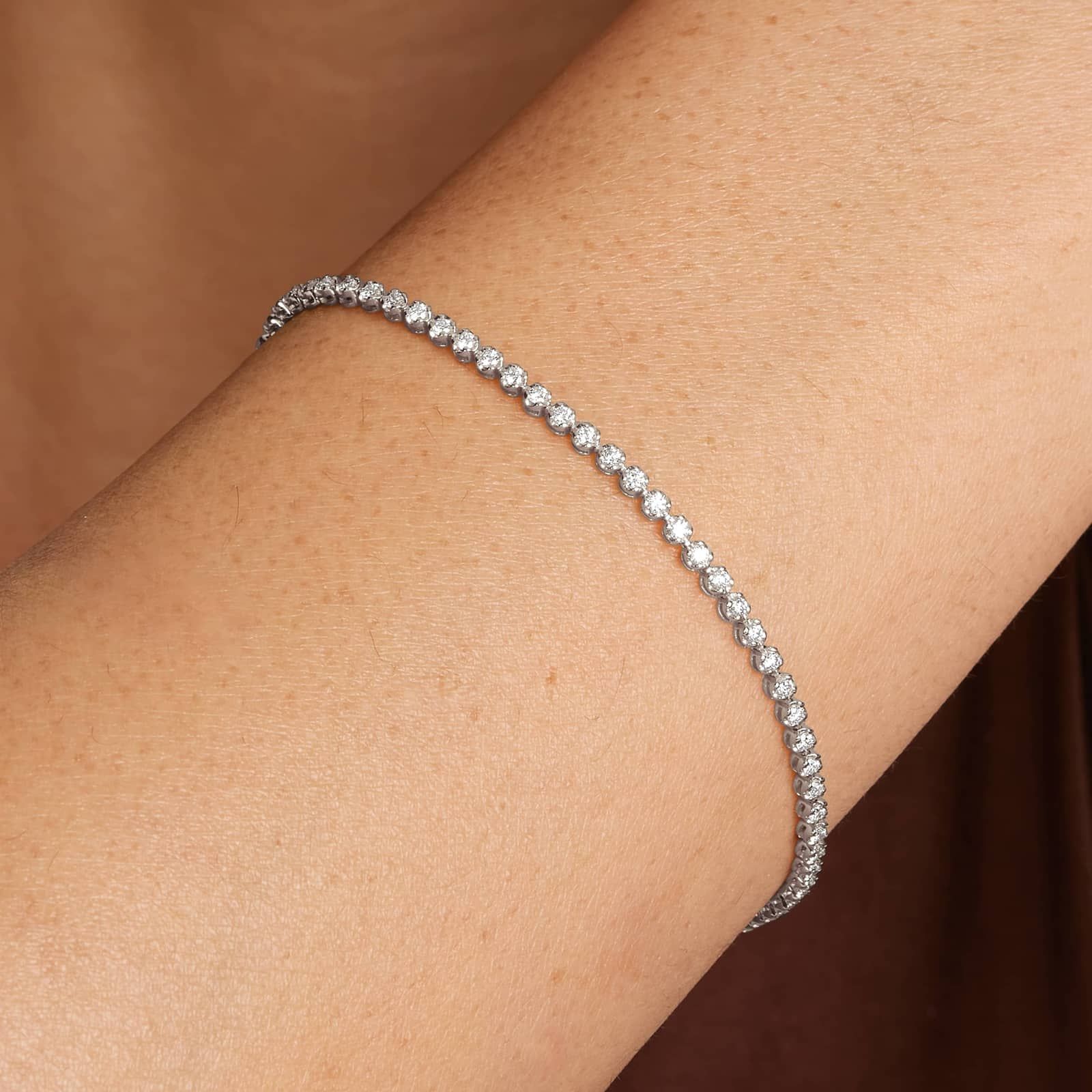 Petite Tennis Bracelet With 1 CTW Diamonds In 14K White Gold