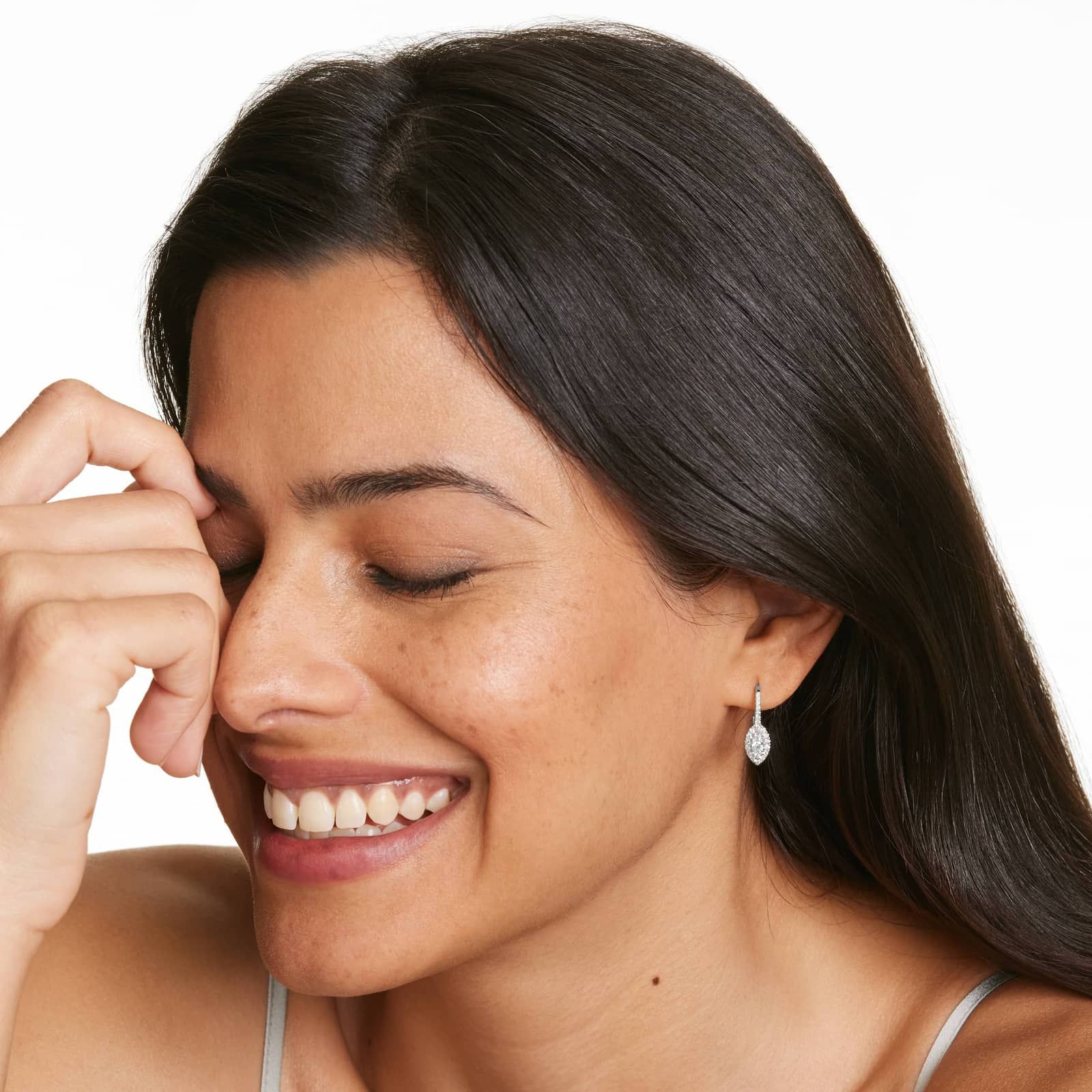 Willow Leaf Diamond Earrings In 14K White Gold