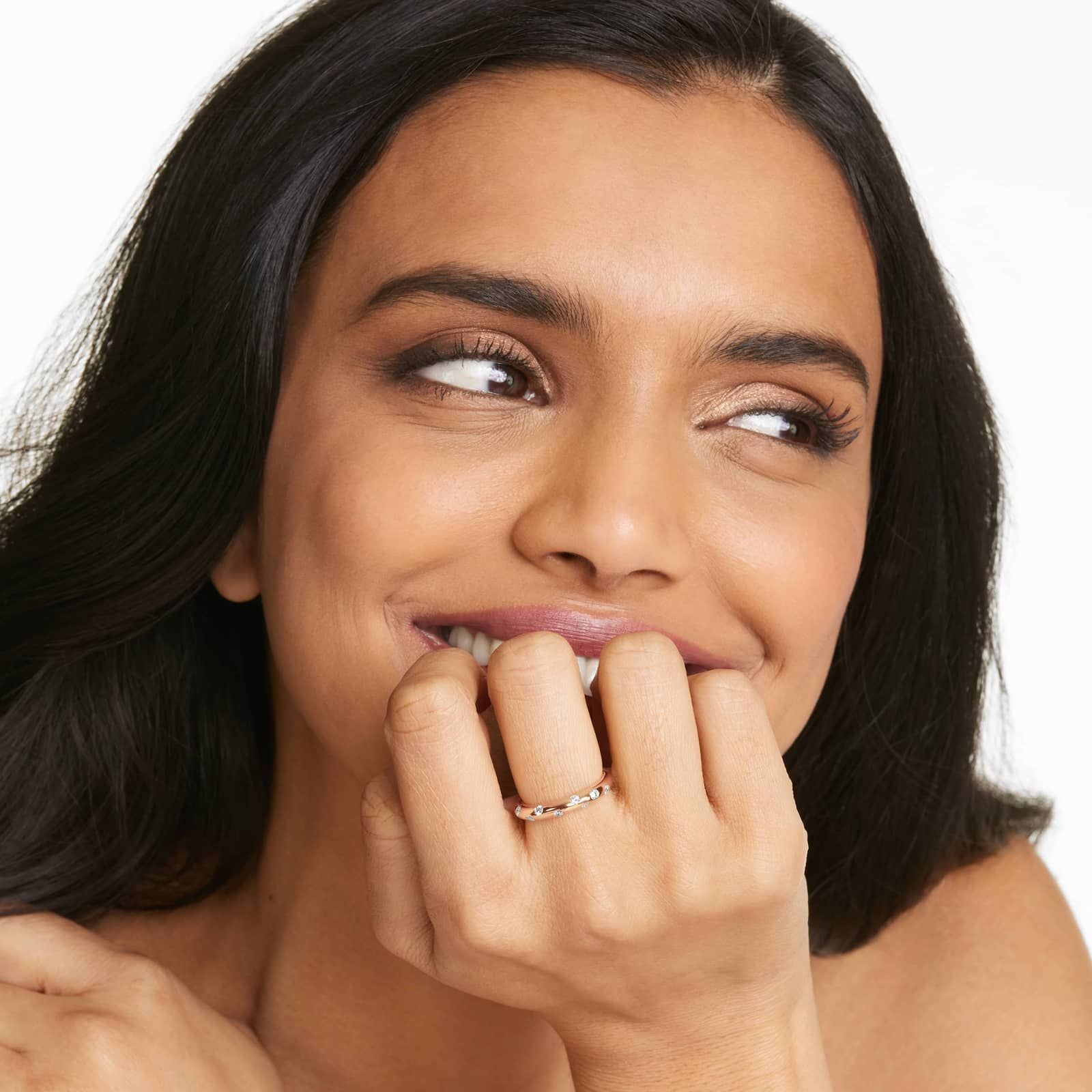 Speckled Diamond Ring In 14K Rose Gold