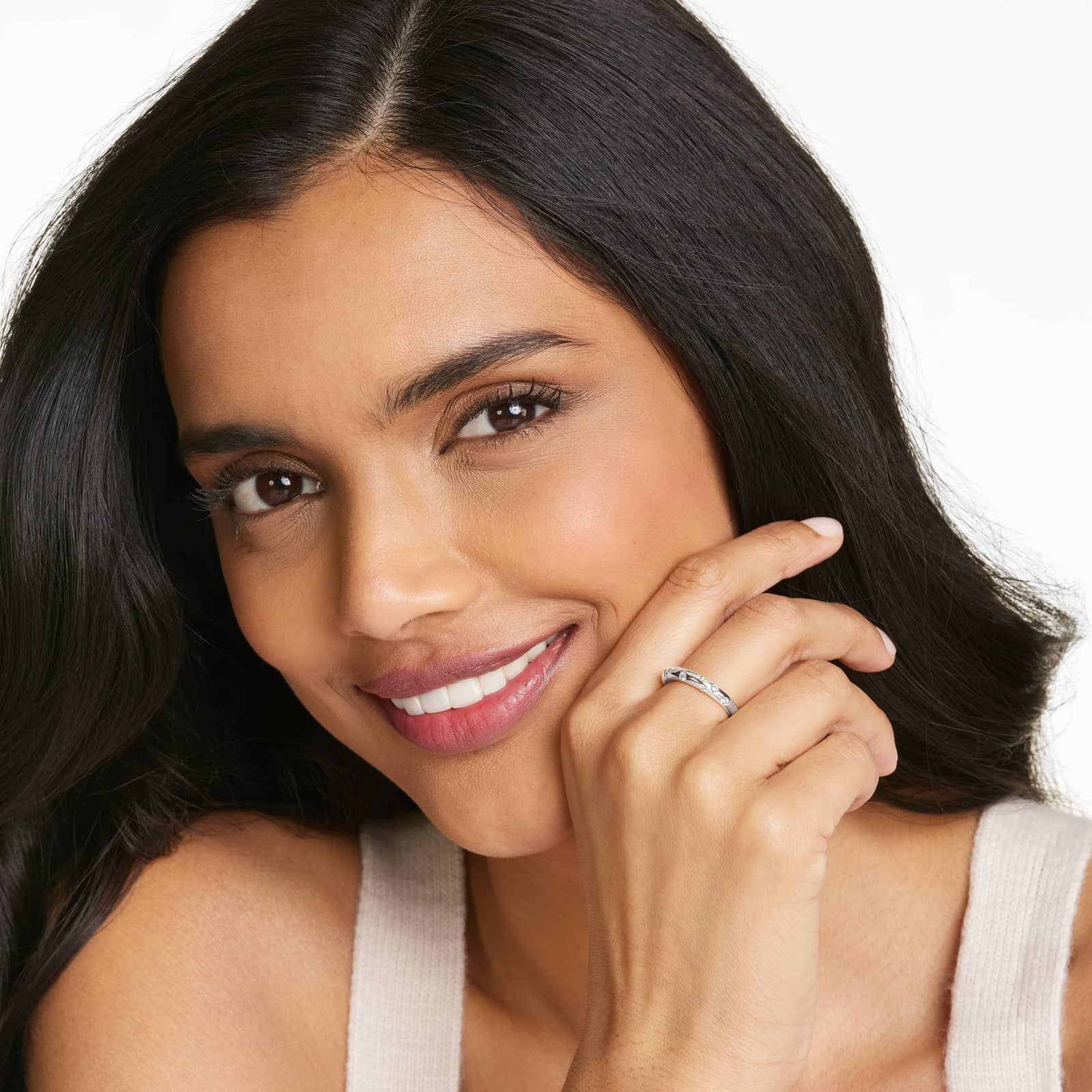 Speckled Diamond Ring In 14K White Gold