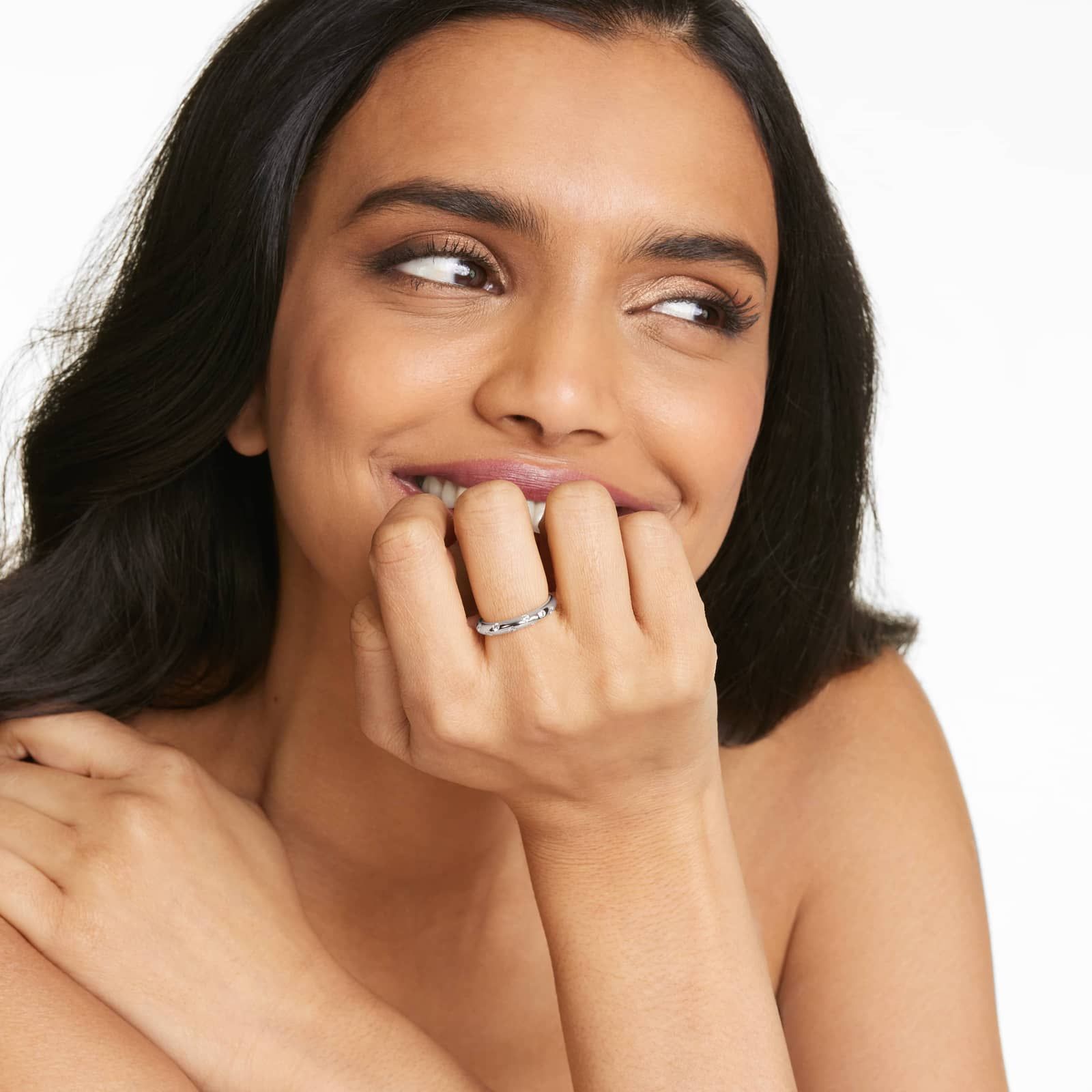 Speckled Diamond Ring In 14K White Gold