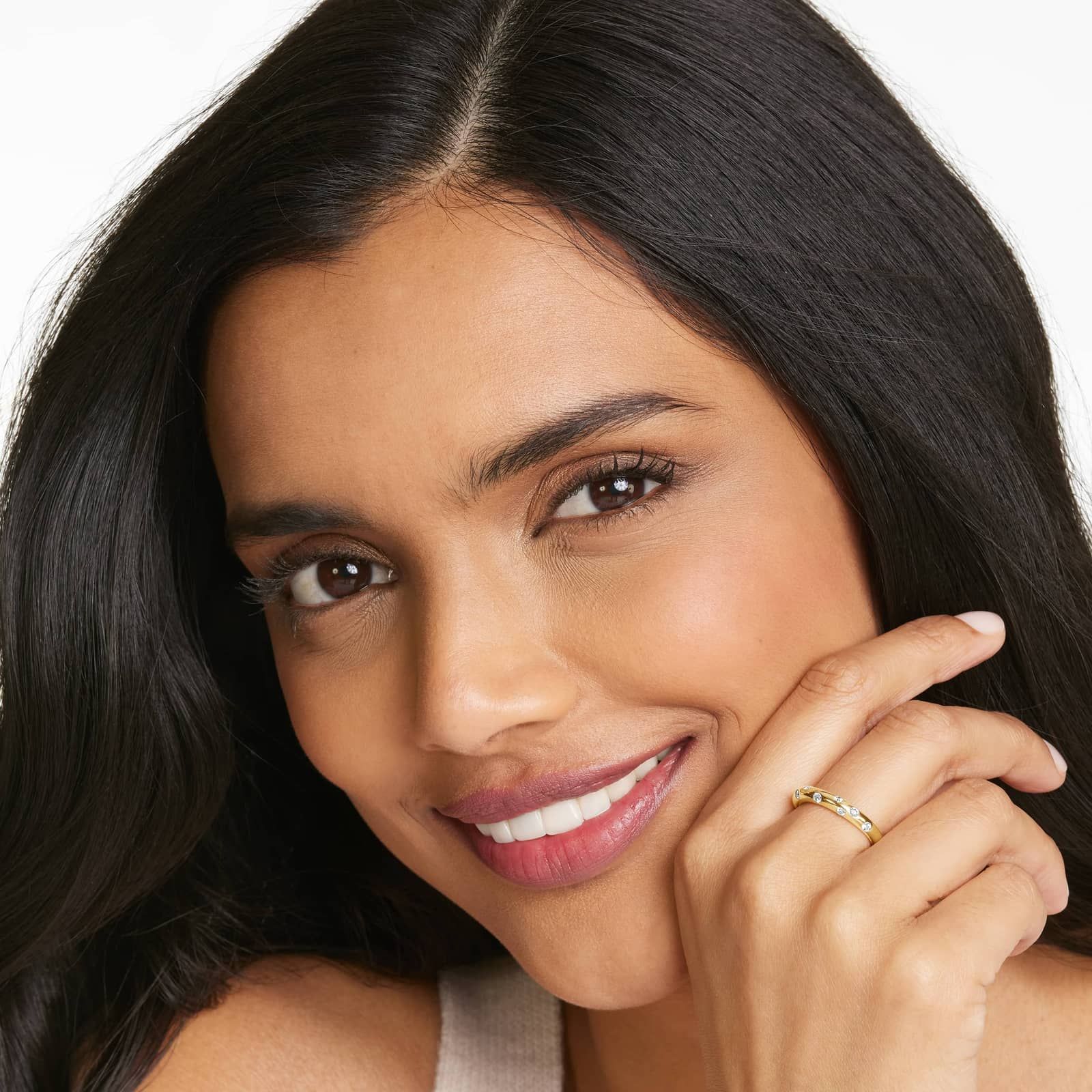 Speckled Diamond Ring In 14K Yellow Gold