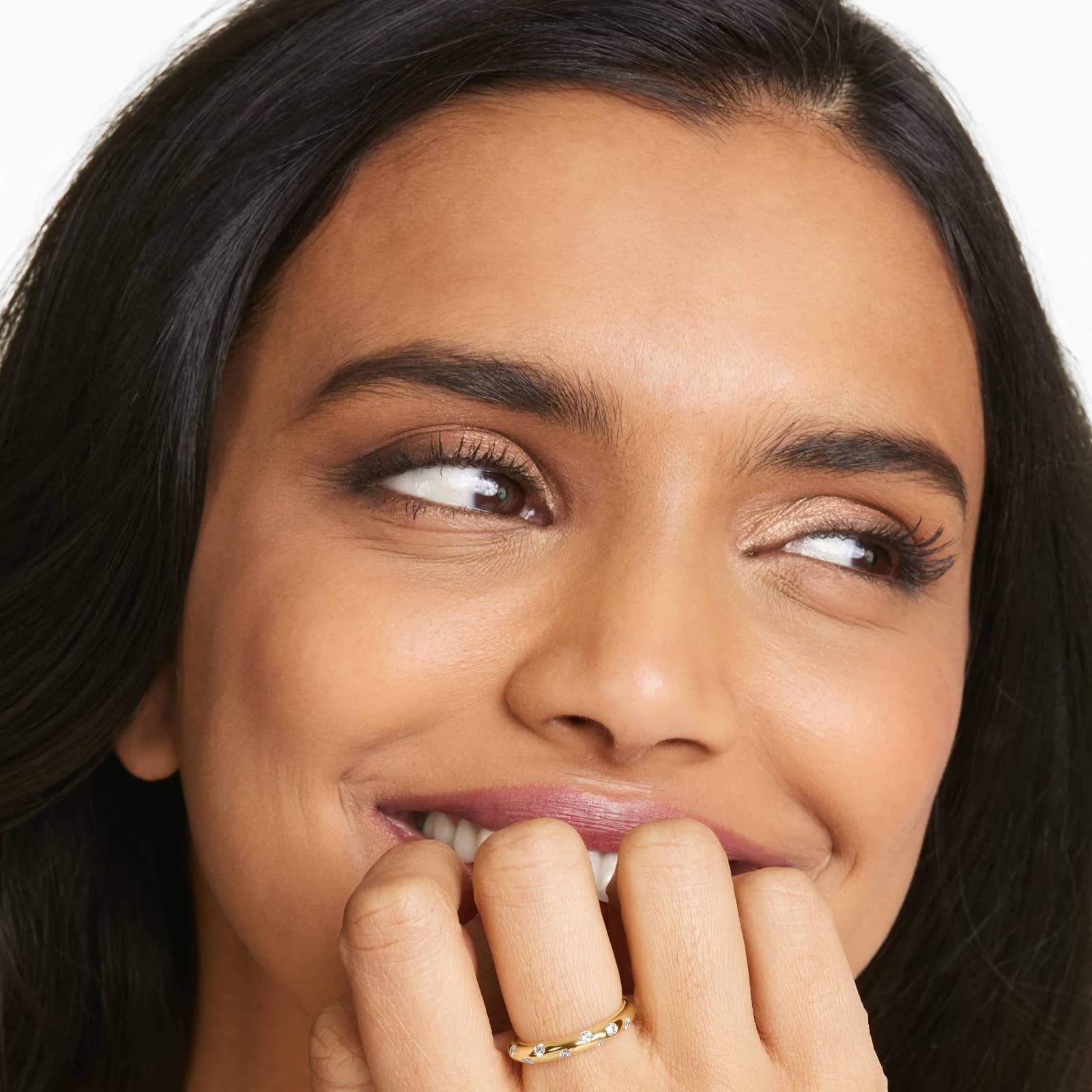 Speckled Diamond Ring In 14K Yellow Gold