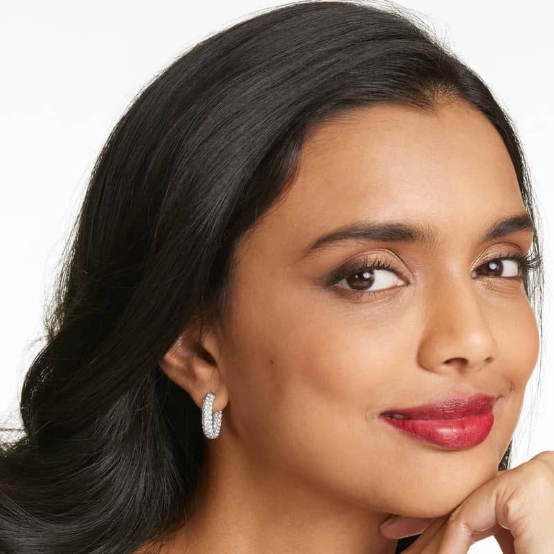 Diamond Extravaganza Hoop Earrings With Oval Cut Diamonds In 14K White Gold