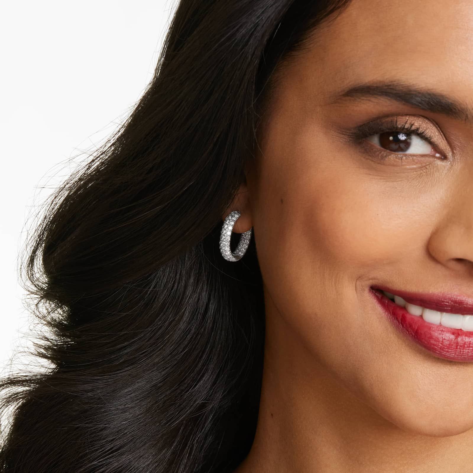 Diamond Extravaganza Hoop Earrings With Oval Cut Diamonds In 14K White Gold