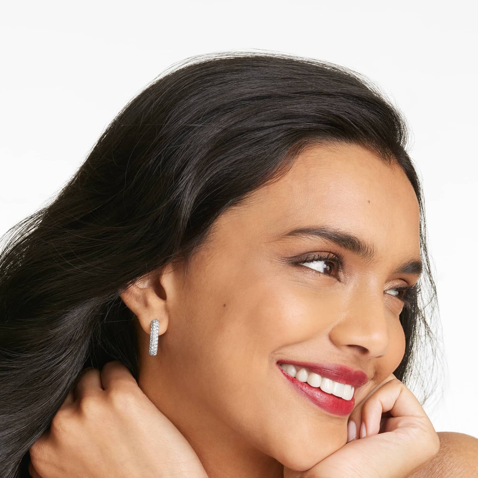 Diamond Extravaganza Hoop Earrings With Oval Cut Diamonds In 14K White Gold