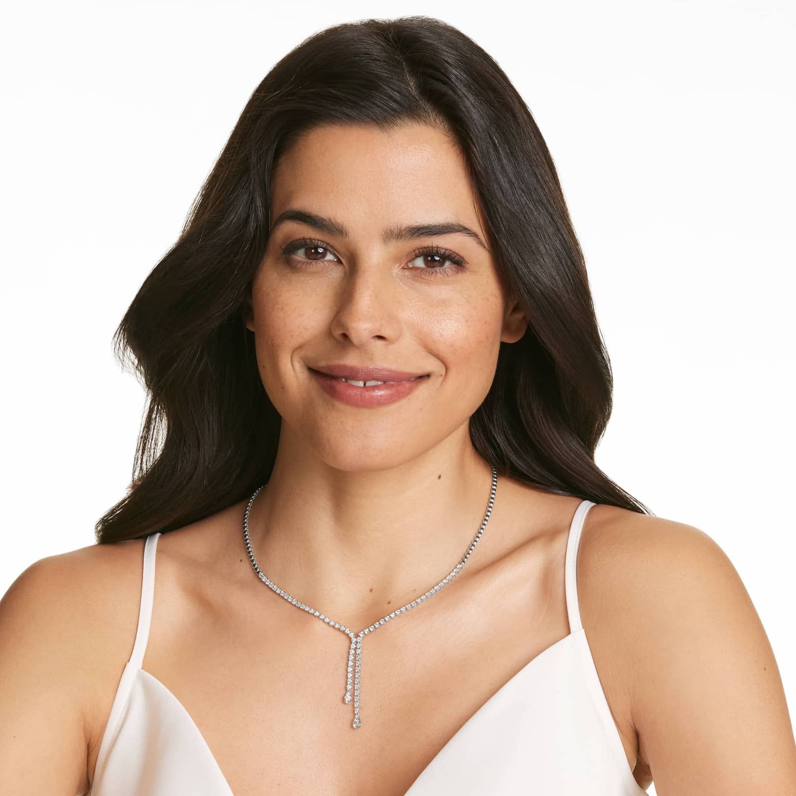 Lariat Diamond Necklace In 14K White Gold