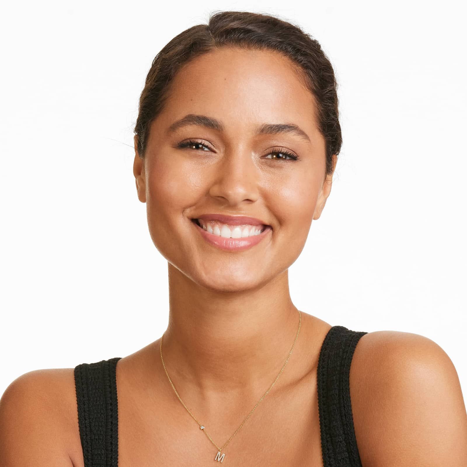 Initial M Diamond Necklace In 14K Yellow Gold