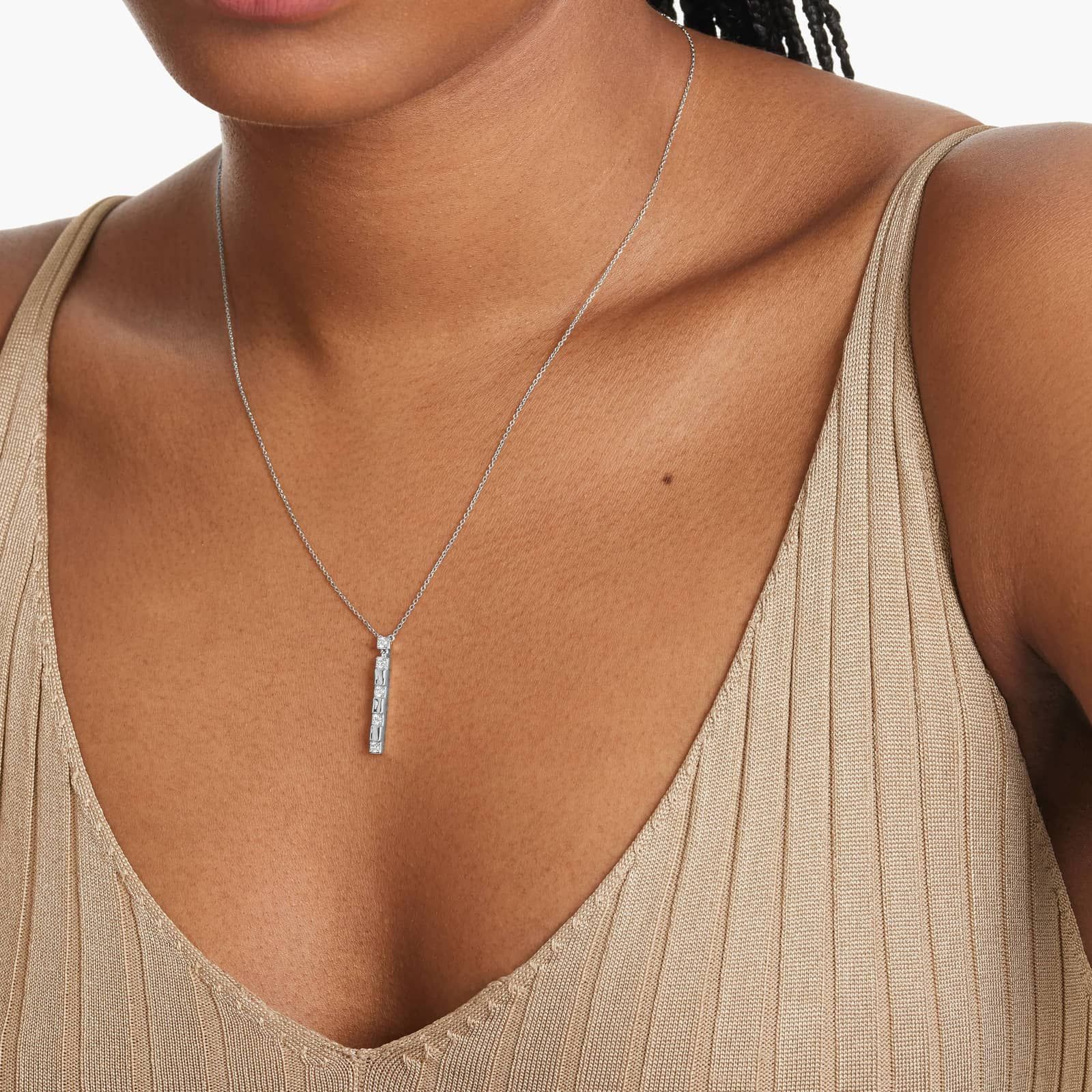 Abyss Lab-Grown Diamond Bar Necklace In 14K White Gold