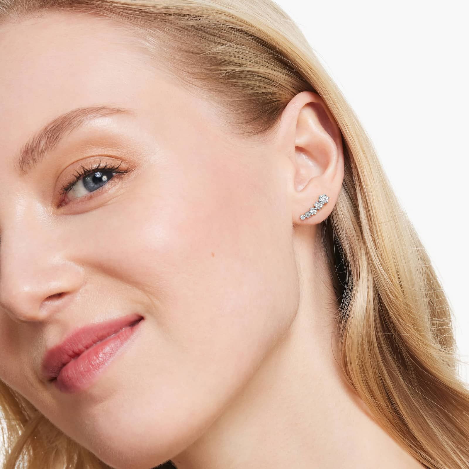 Aura Lab-Grown Diamond Climber Earrings In 14K White Gold
