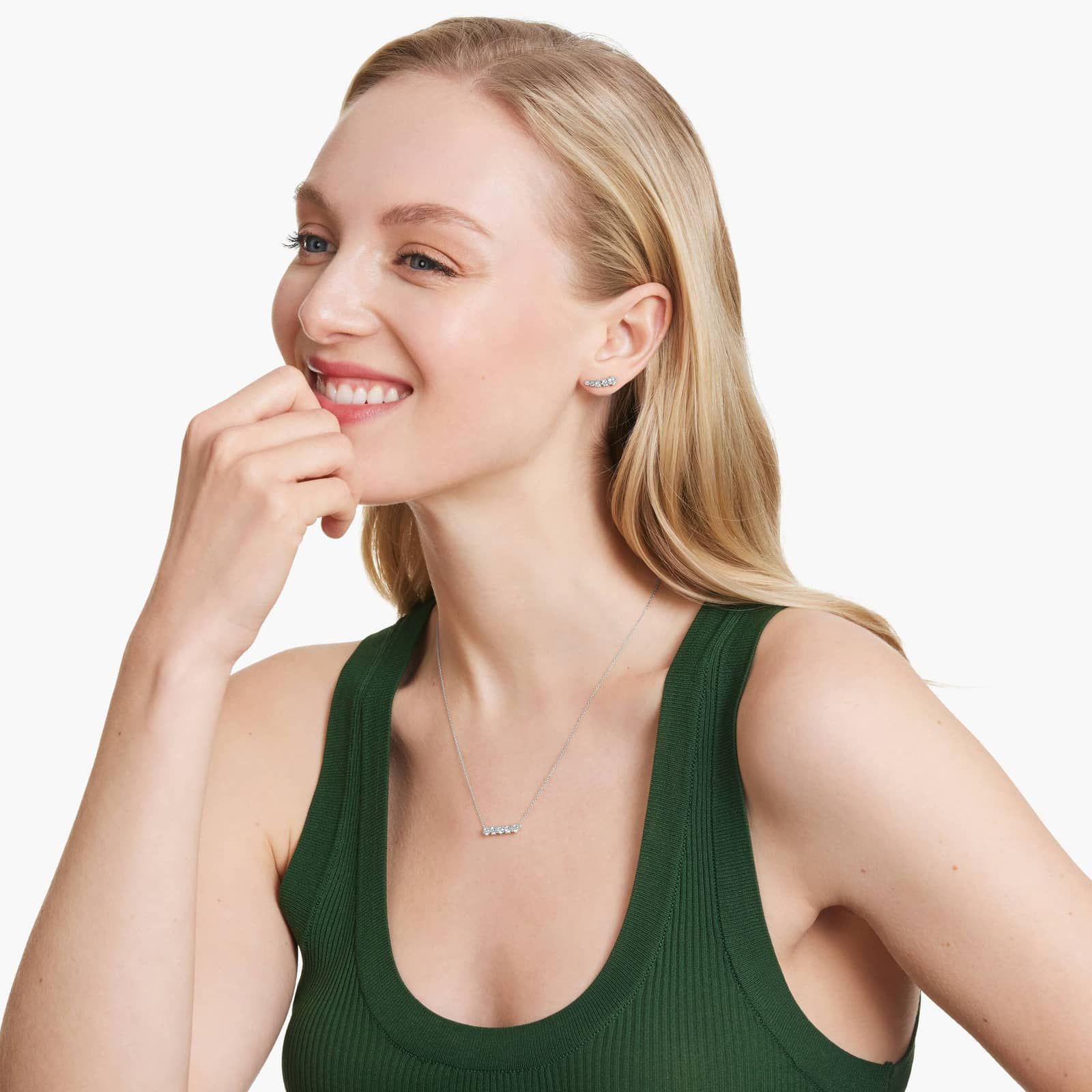 Aura Lab-Grown Diamond Climber Earrings In 14K White Gold