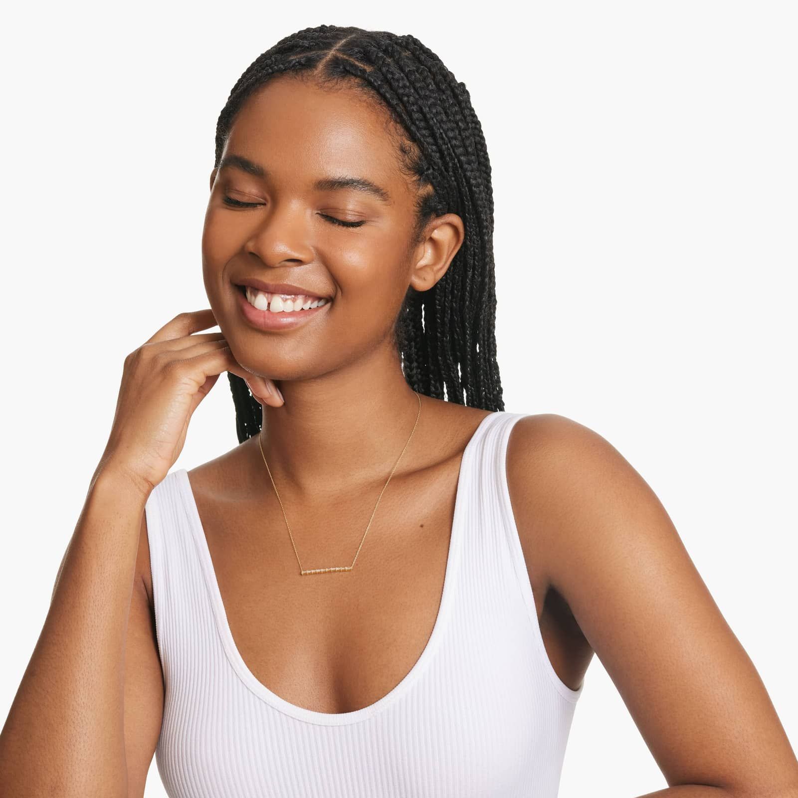 Baguette Lane Bar Necklace With Baguette Cut Lab-Grown Diamonds In 14K Yellow Gold