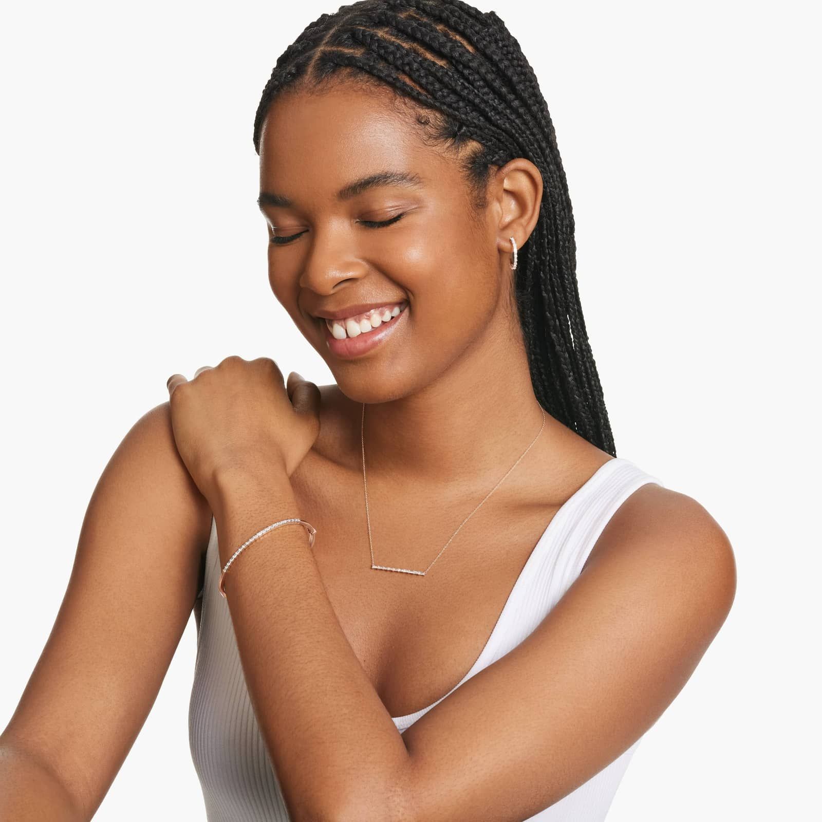 Lane Hoop Earrings With Lab-Grown Diamonds In 14K Rose Gold