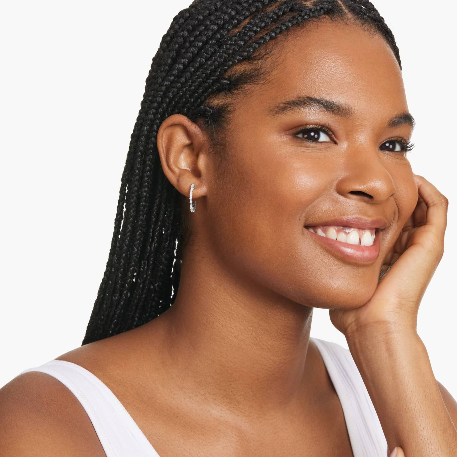 Lane Hoop Earrings With Lab-Grown Diamonds In 14K White Gold