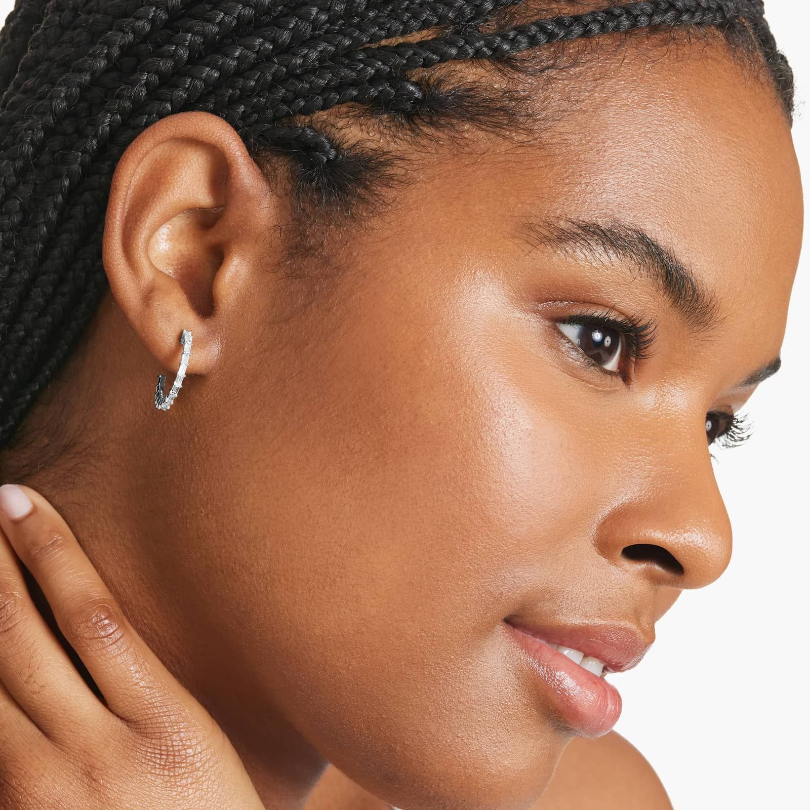 Lane Hoop Earrings With Lab-Grown Diamonds In 14K White Gold