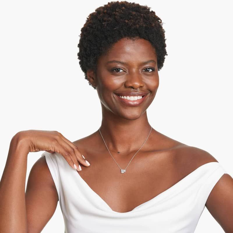 Fancy Cluster Lab-Grown Diamond Necklace In 14K White Gold