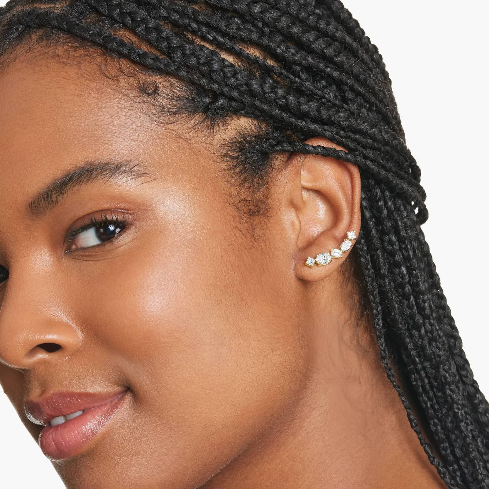 Fancy Array Lab-Grown Diamond Climber Earrings In 14K Yellow Gold