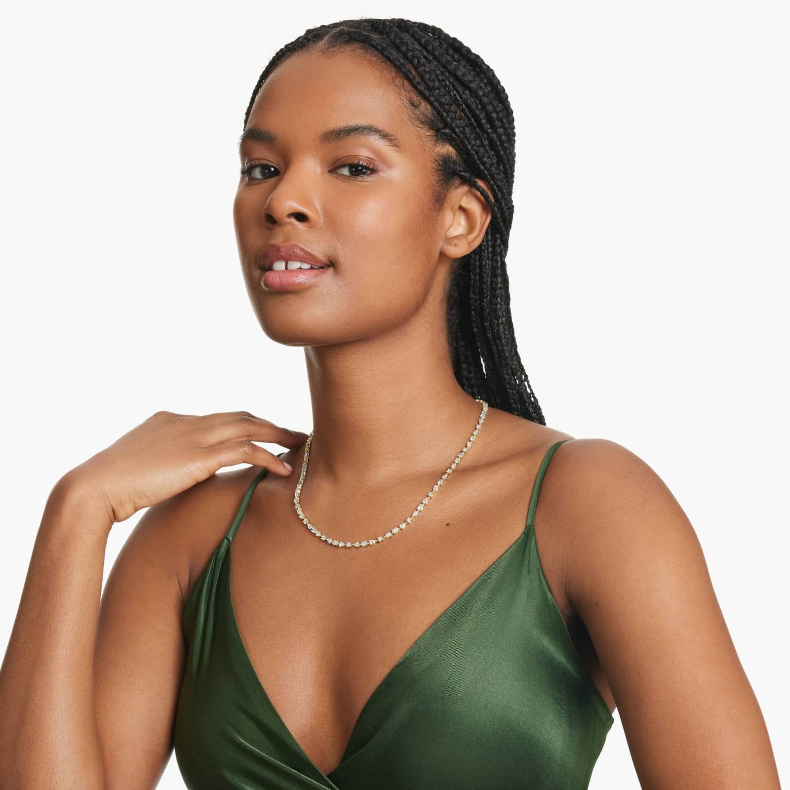 14K Yellow Gold Fancy Array Lab-Grown Diamond Tennis Necklace