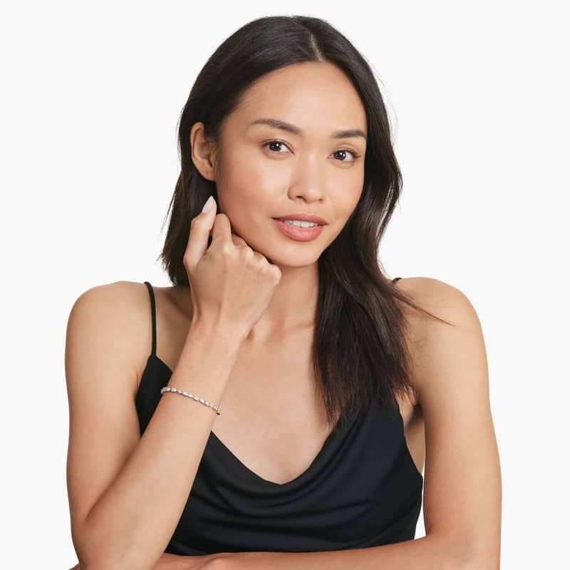 Lab-Grown Diamond Fancy Array Tennis Bracelet In 14K White Gold