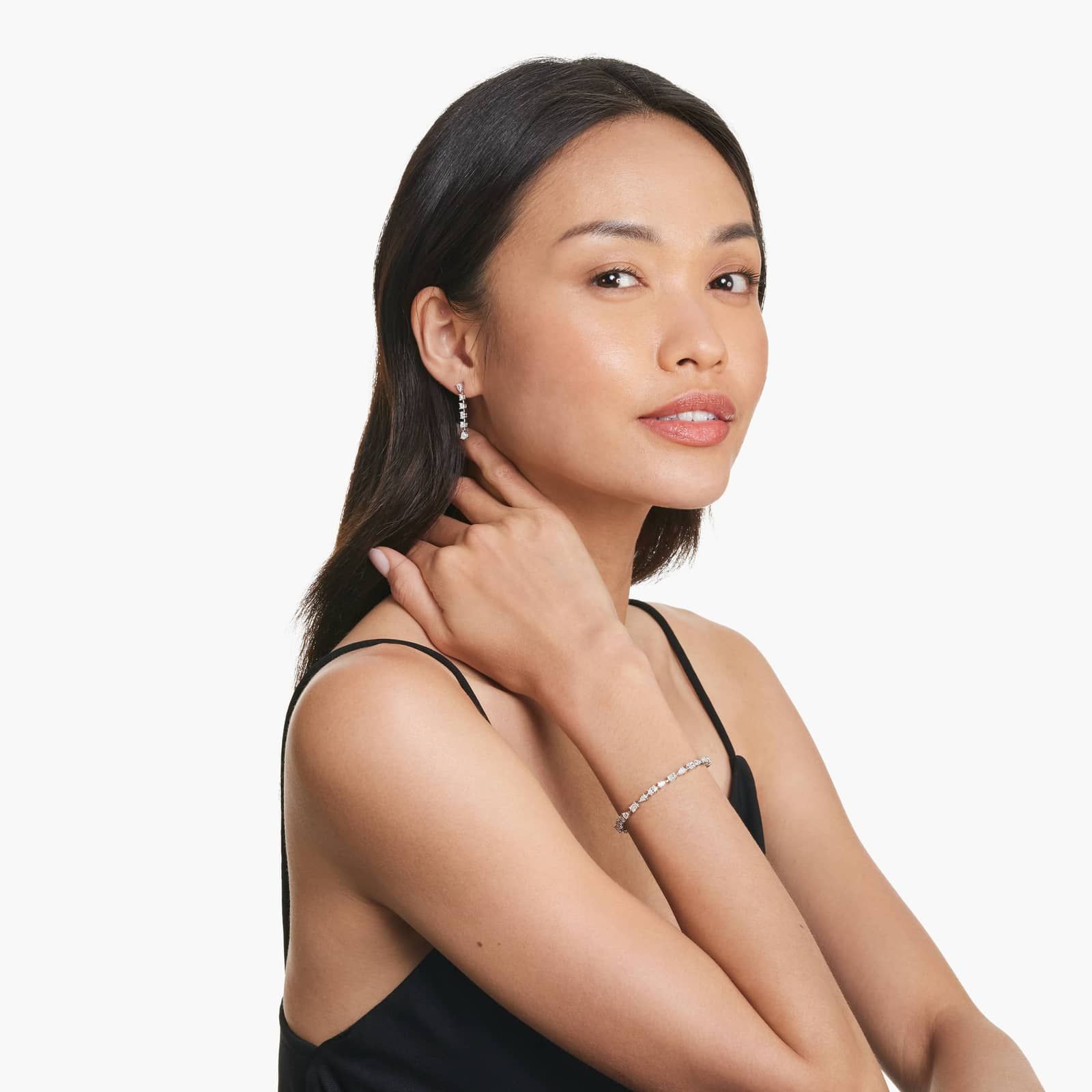 Lab-Grown Diamond Fancy Array Tennis Bracelet In 14K White Gold