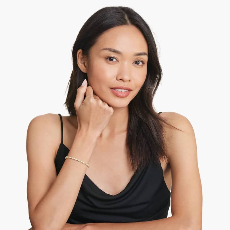 Lab-Grown Diamond Fancy Array Tennis Bracelet In 14K Yellow Gold