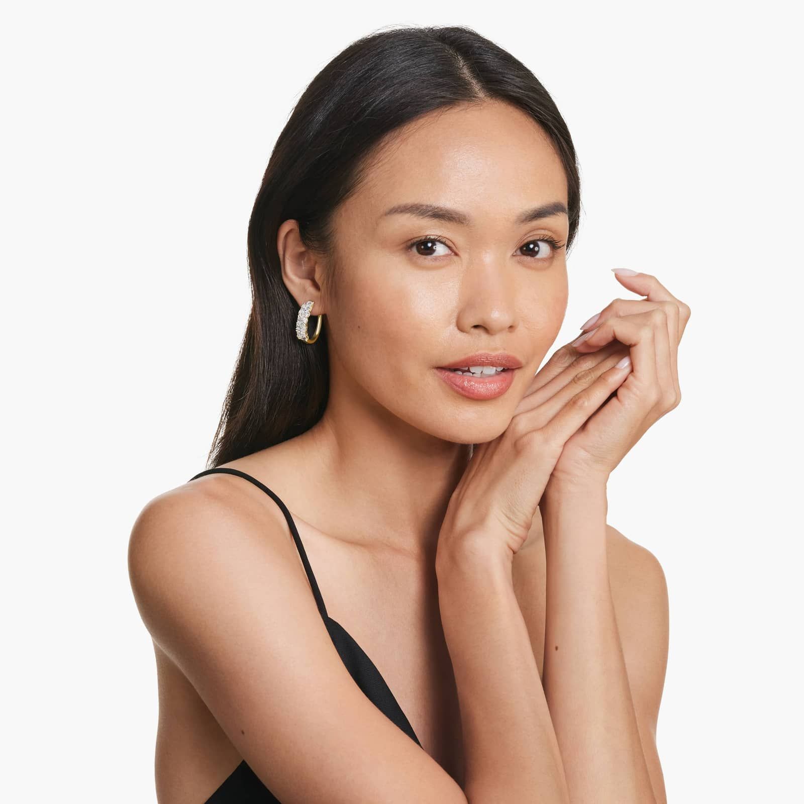 Fancy Scatter Hoop Earrings With Lab-Grown Diamonds In 14K Yellow Gold