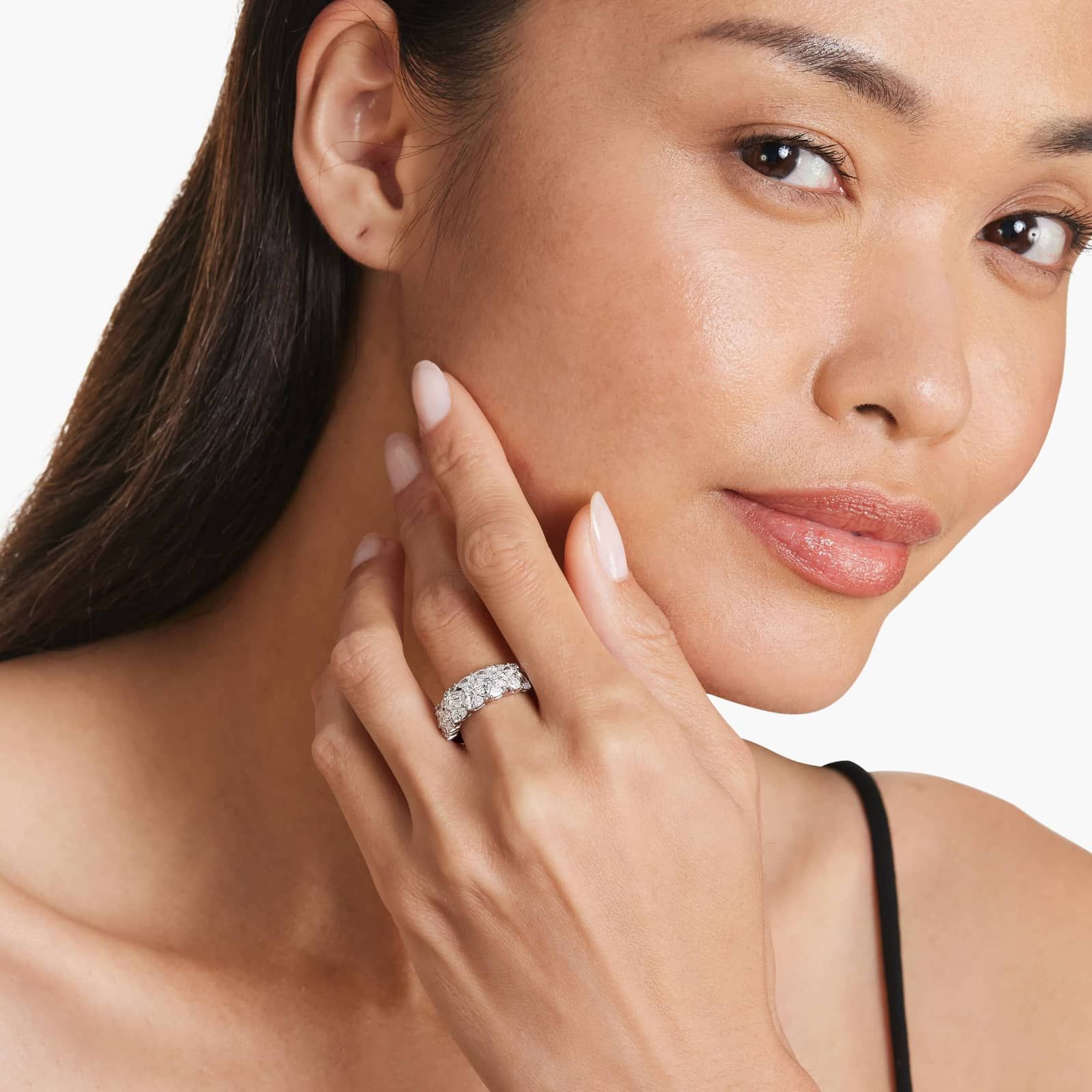 Fancy Scatter Lab-Grown Diamond Wide Ring In 14K White Gold