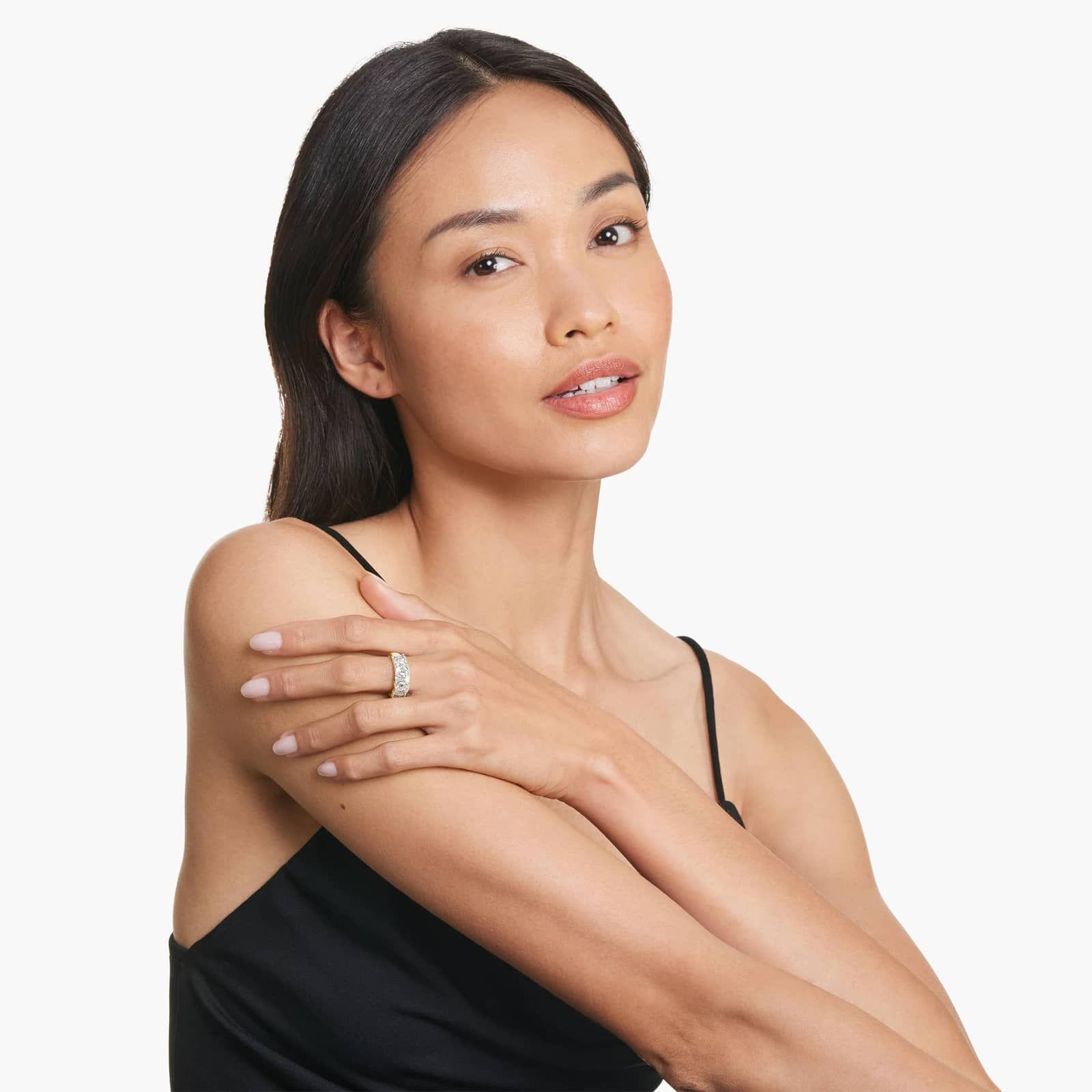 Fancy Scatter Lab-Grown Diamond Wide Ring In 14K Yellow Gold