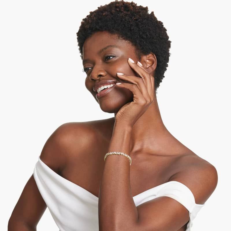 Lab-Grown Diamond Fancy Scatter Tennis Bracelet In 14K Yellow Gold