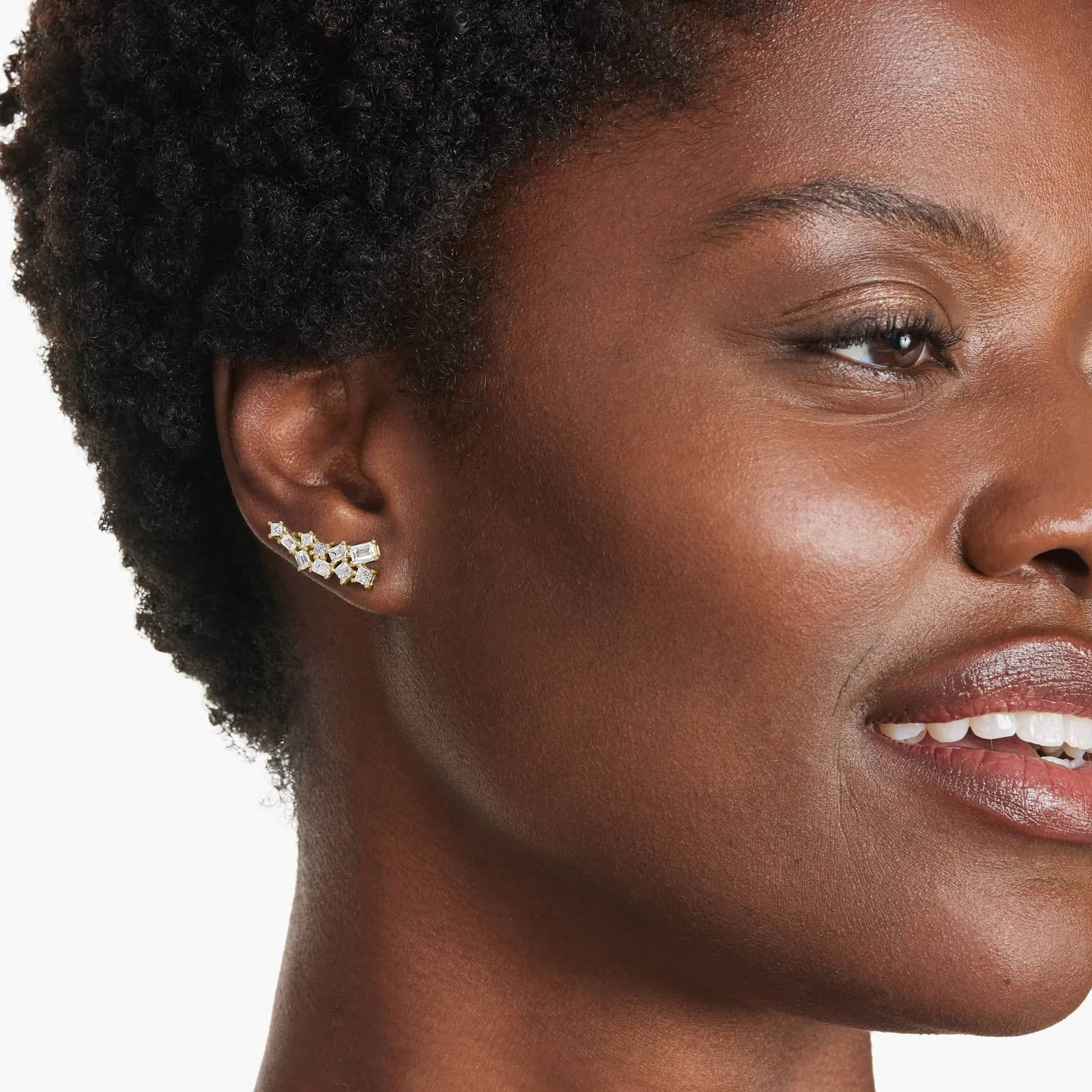 Fancy Scatter Lab-Grown Diamond Climber Earrings In 14K Yellow Gold