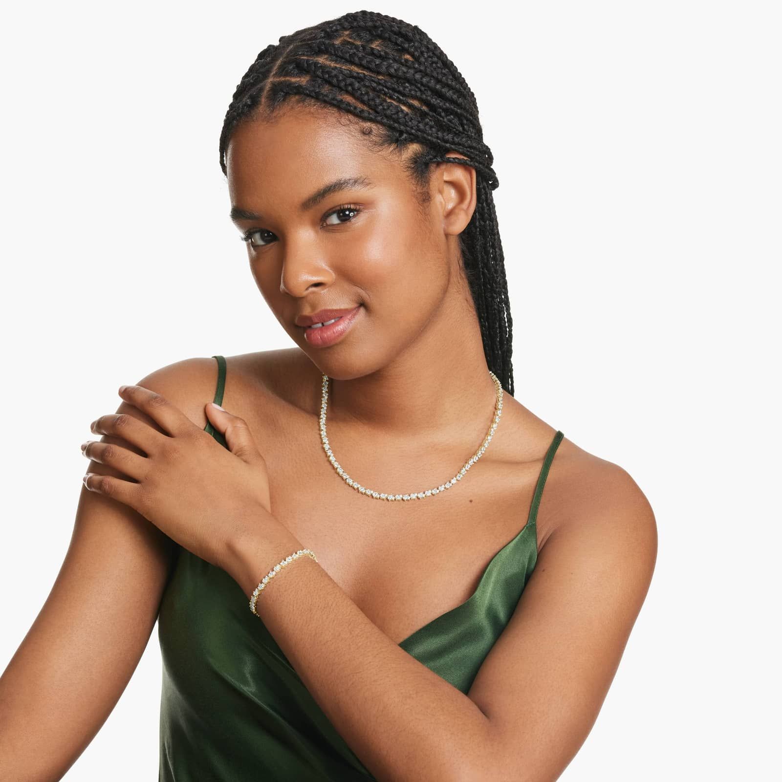 Lab-Grown Diamond Fancy Mélange Tennis Bracelet In 14K Yellow Gold