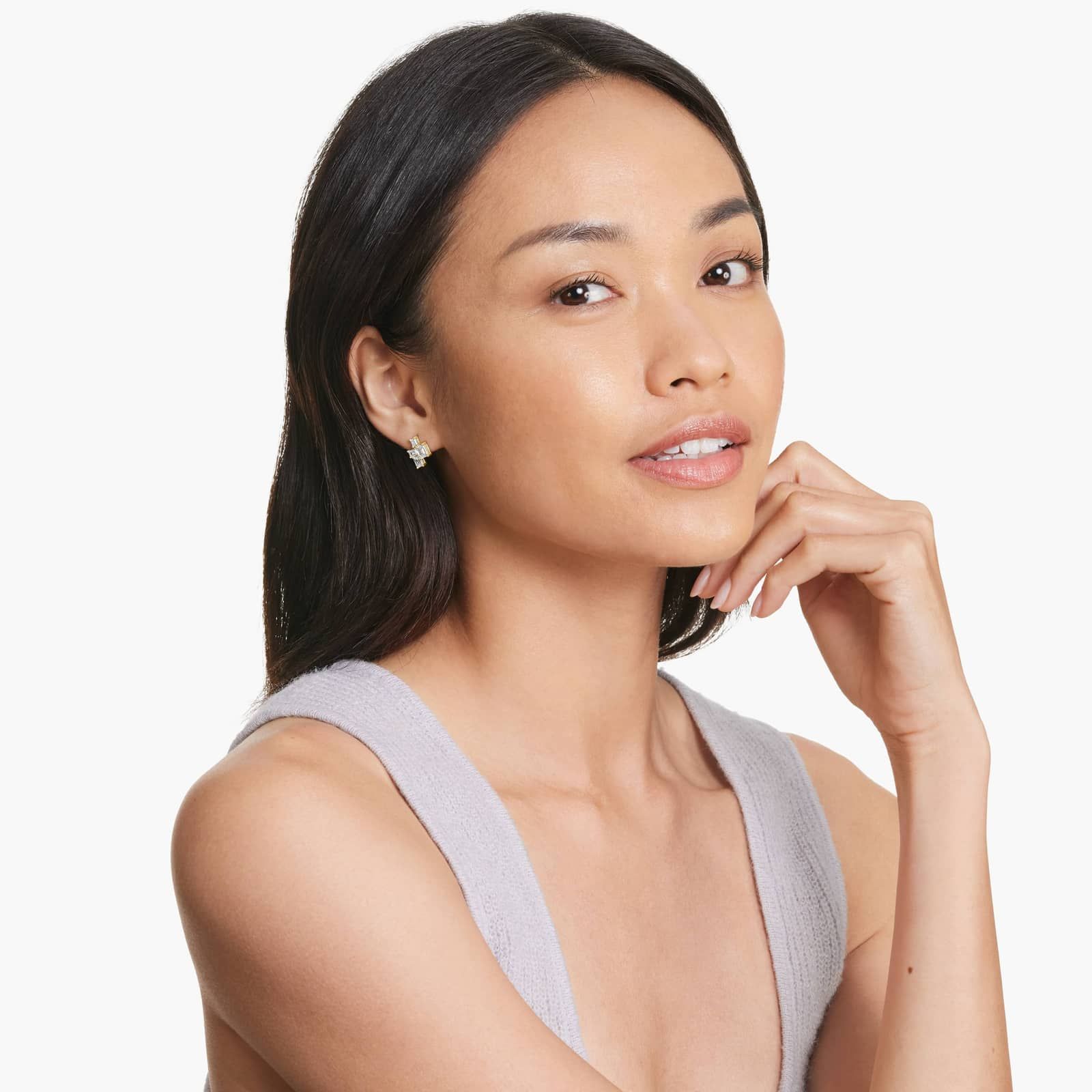 Assemblage Emerald Cut Lab-Grown Diamond Earrings In 14K Yellow Gold