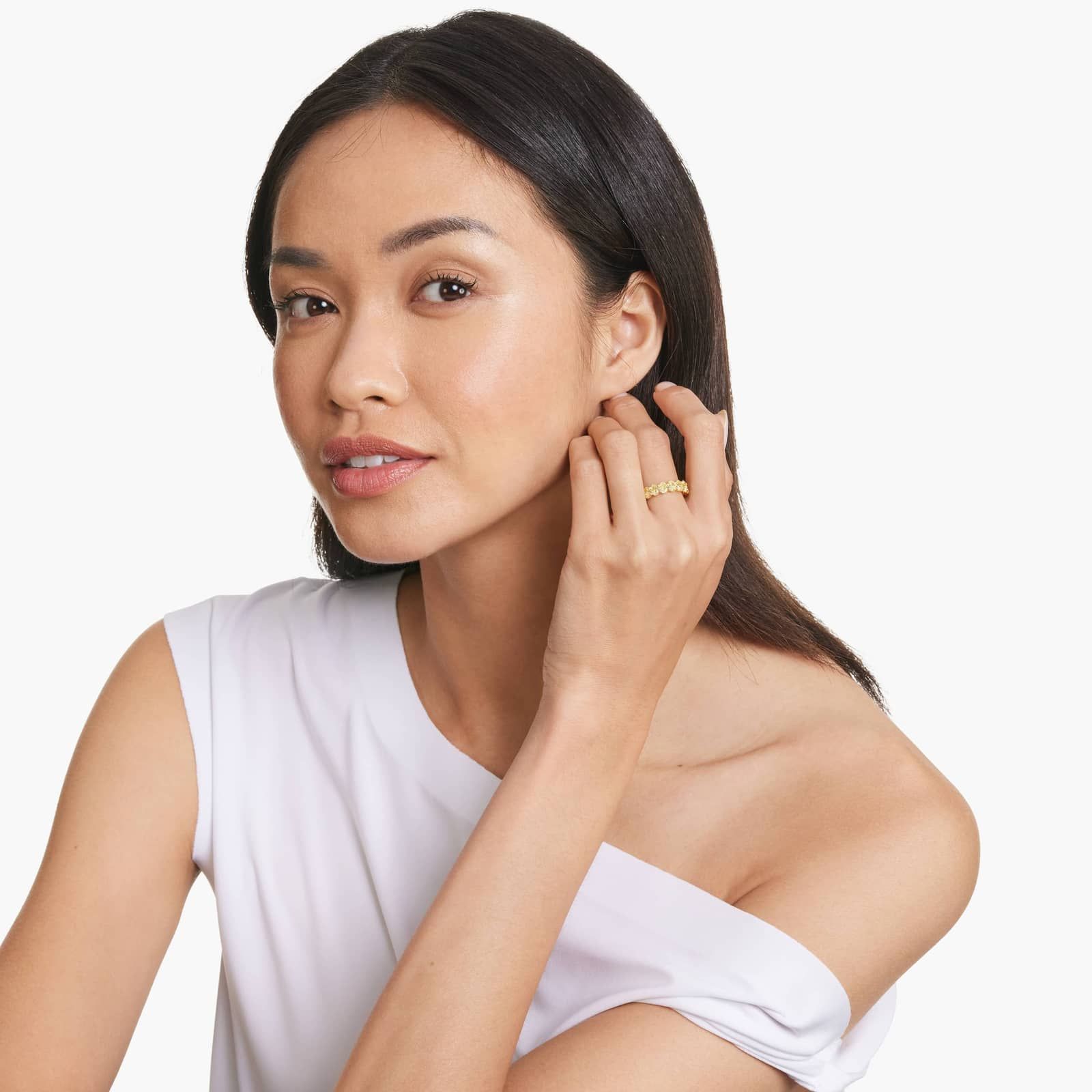 Fancy Yellow Oval Cut Diamond Eternity Ring In 14K Yellow Gold