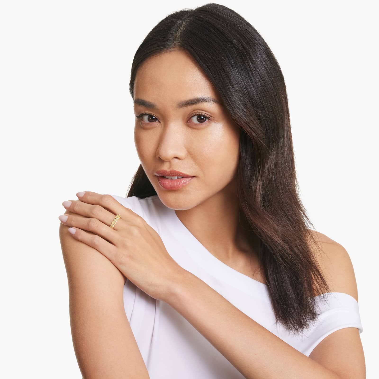 Fancy Yellow Oval Cut Diamond Eternity Ring In 14K Yellow Gold