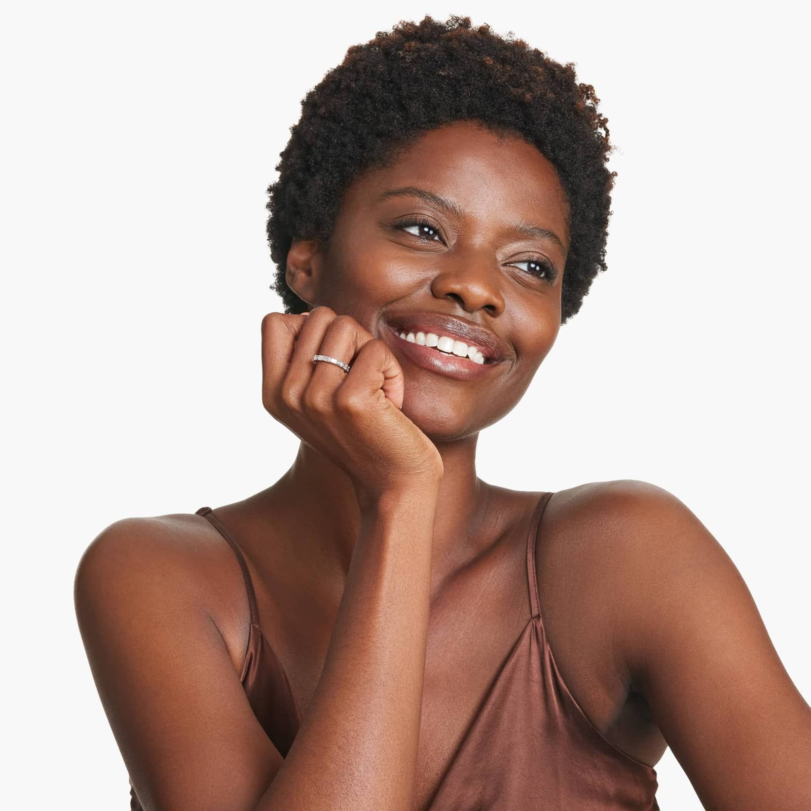 East-West Emerald Cut Diamond Eternity Ring In 14K Rose Gold