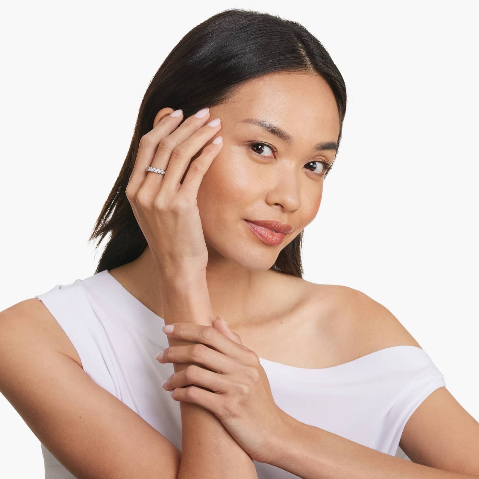 Diagonal Marquise Cut Diamond Eternity Ring In 14K White Gold